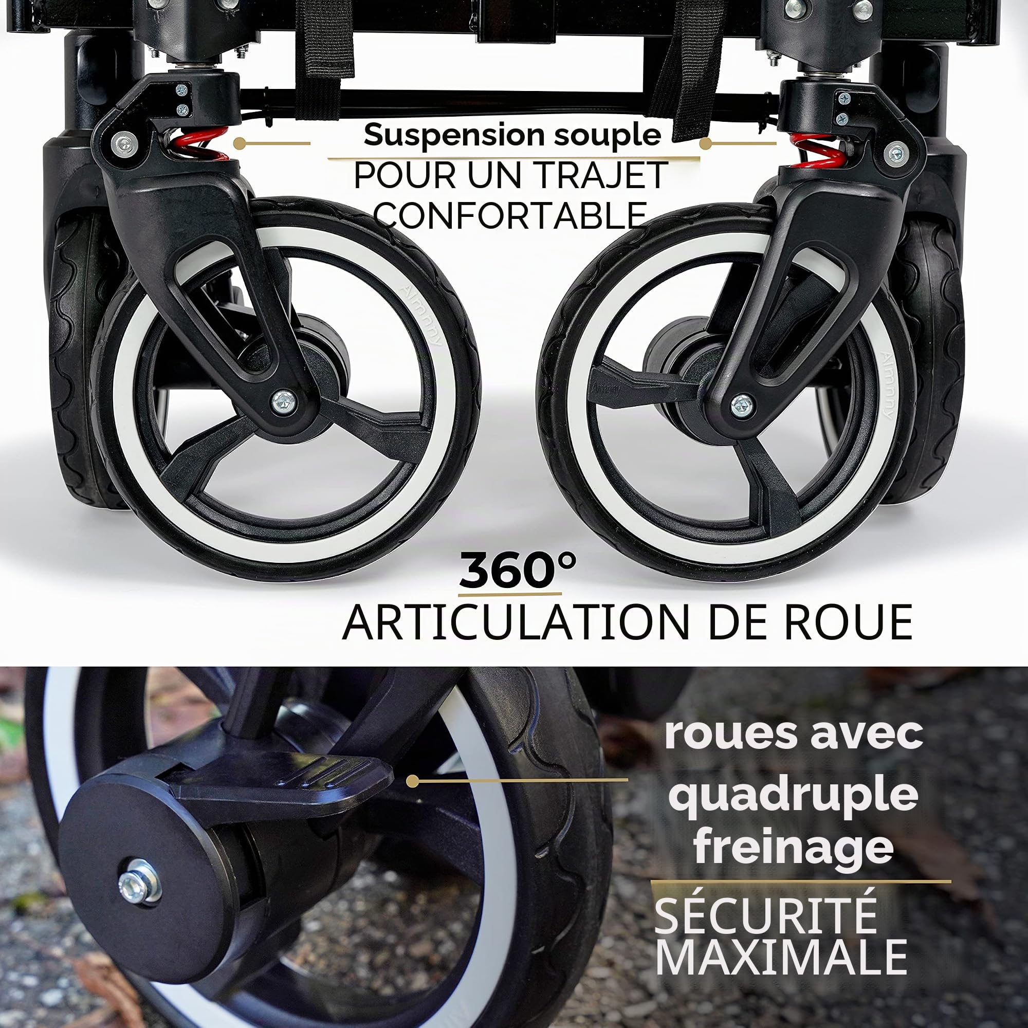 Chariot de Plage Pliable avec Toit Protection Contre la Pluie Protection Contre Les Insectes Extensible 80kg Chariot de Jardin Pliable Charrette de Camping pour Enfants Poussette pour Chien