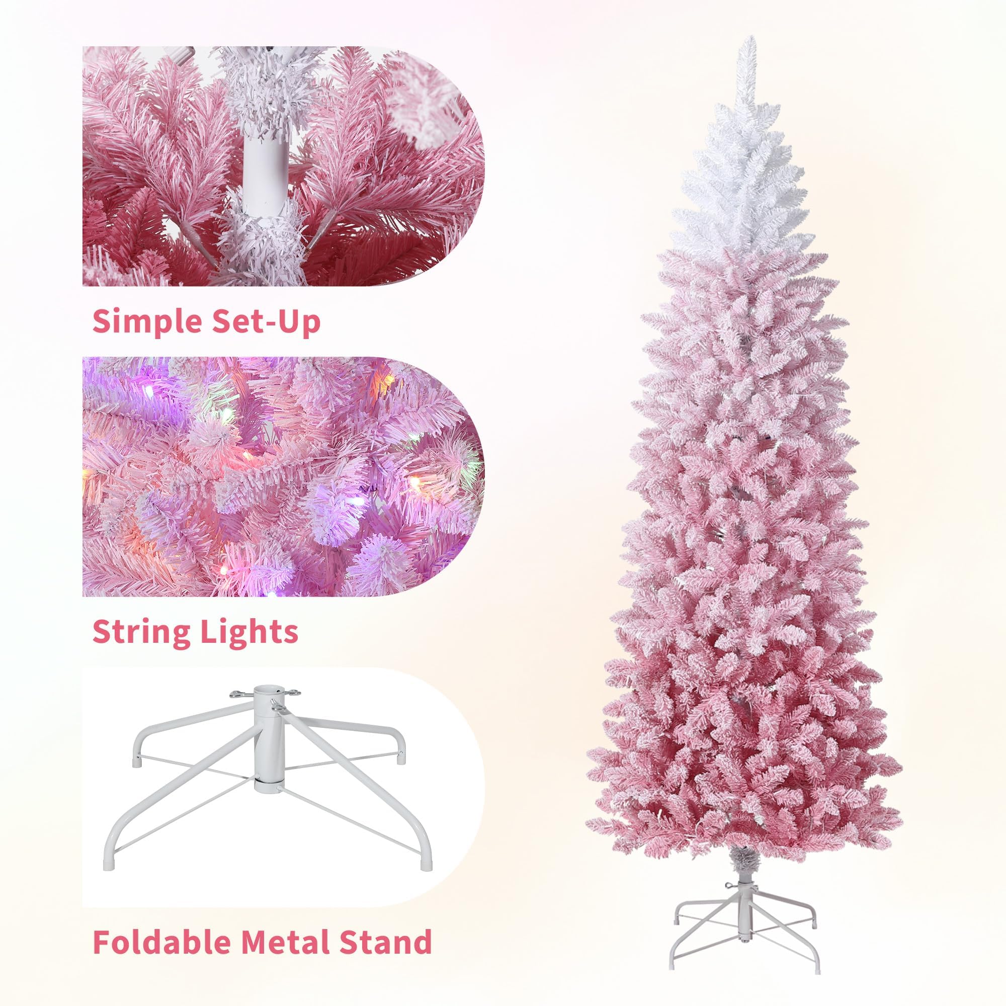 Schmaler Künstlicher Pencil-Weihnachtsbaum 6 ft/7,5 ft
