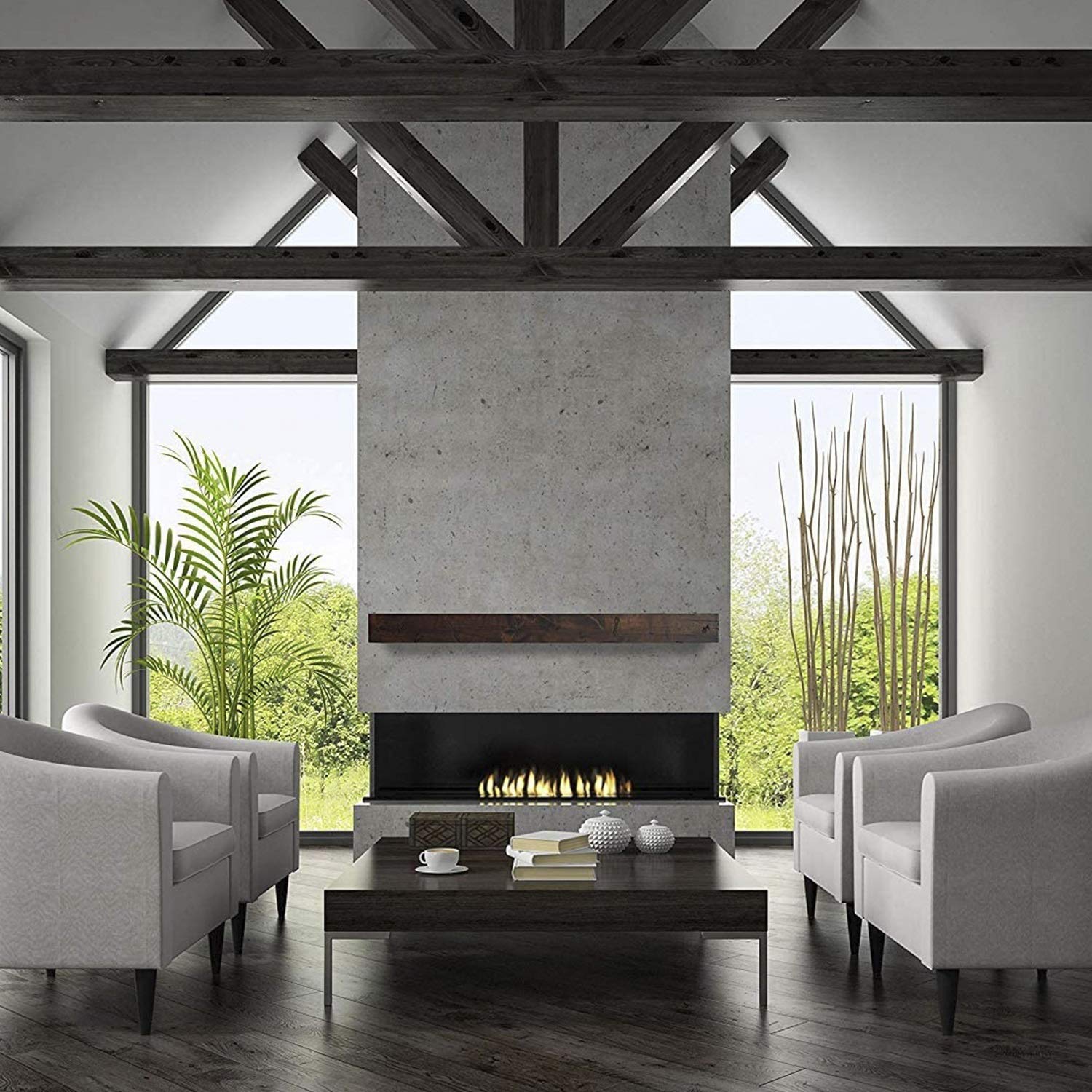 Bjorn Woodworks Shipwreck Stain Glazed Distressed Mantel Shelf (60 Inch) Rustic Floating or