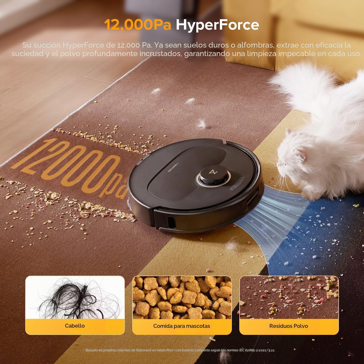 ROBOROCK QREVO 5AE - Aspirateur Robot Laveur avec Station - Puissance 12000 Pa - Serpillieres FlexiArm - Double Anti-emmelement