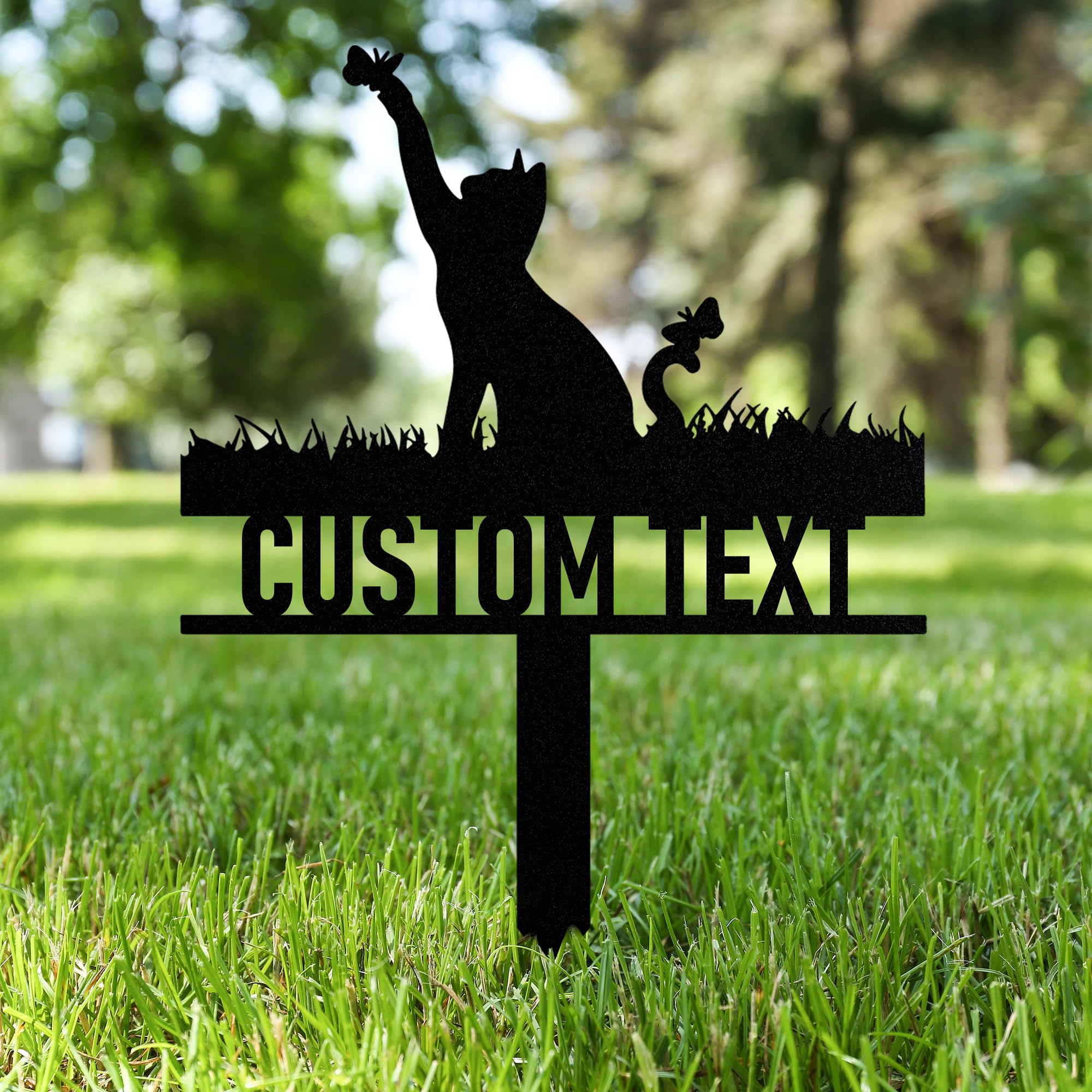 AGEUIRPOD Personalised Cat Grave Markers Pet Headstones for Cats for Lost Cat Sympathy Gift Waterproof Cat Grave Markers Outdoor, Dog Memorial Gift, Customized Flowers Cat Memorial Burial Stake
