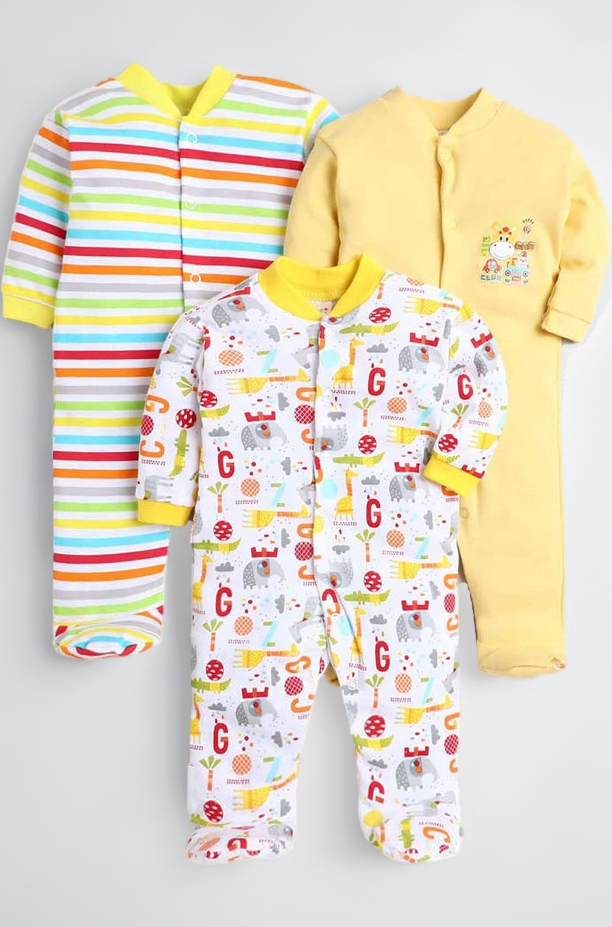 100% Cotton Rompers/Sleep Suits/Jumpsuit/Night Suits for Baby Boys & Girls, Infants, New Born Pack of 3