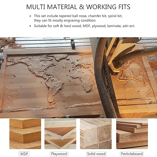 Miniatura 4 de SpeTool Juego de brocas de enrutador CNC para perfil de madera V ranura grabado carburo sólido vástago de 14 pulgadas