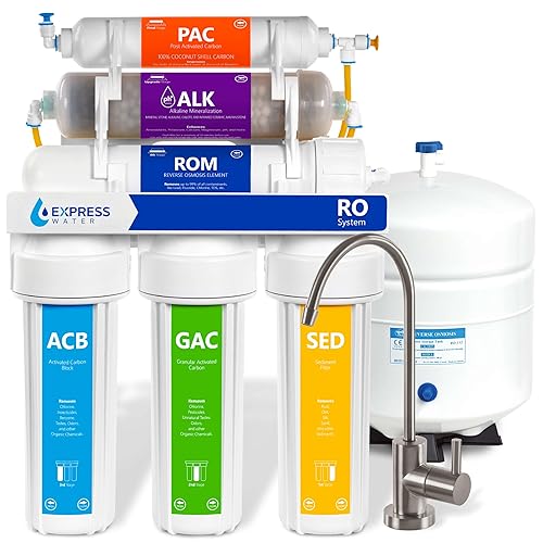 Sistema de filtración de agua alcalina de ósmosis inversa Express Water  Filtro de agua RO de 10 etapas con grifo y tanque  Filtro de agua debajo