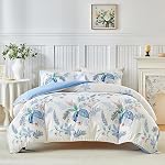 Wajade Duvet Cover Queen Set 3PC Floral Botanical Bedding Ultra-Soft Microfiber with Hidden Zipper (90"x90" Duvet + 2 Pillowcases 20"x36")