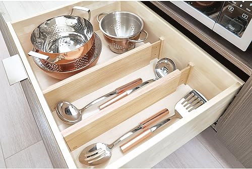 Miniatura 7 de iDesign Renewable Paulownia Wood Collection - Bandeja expandible para cubiertos y cubiertos, 15 x 12 a 22 pulgadas, natural