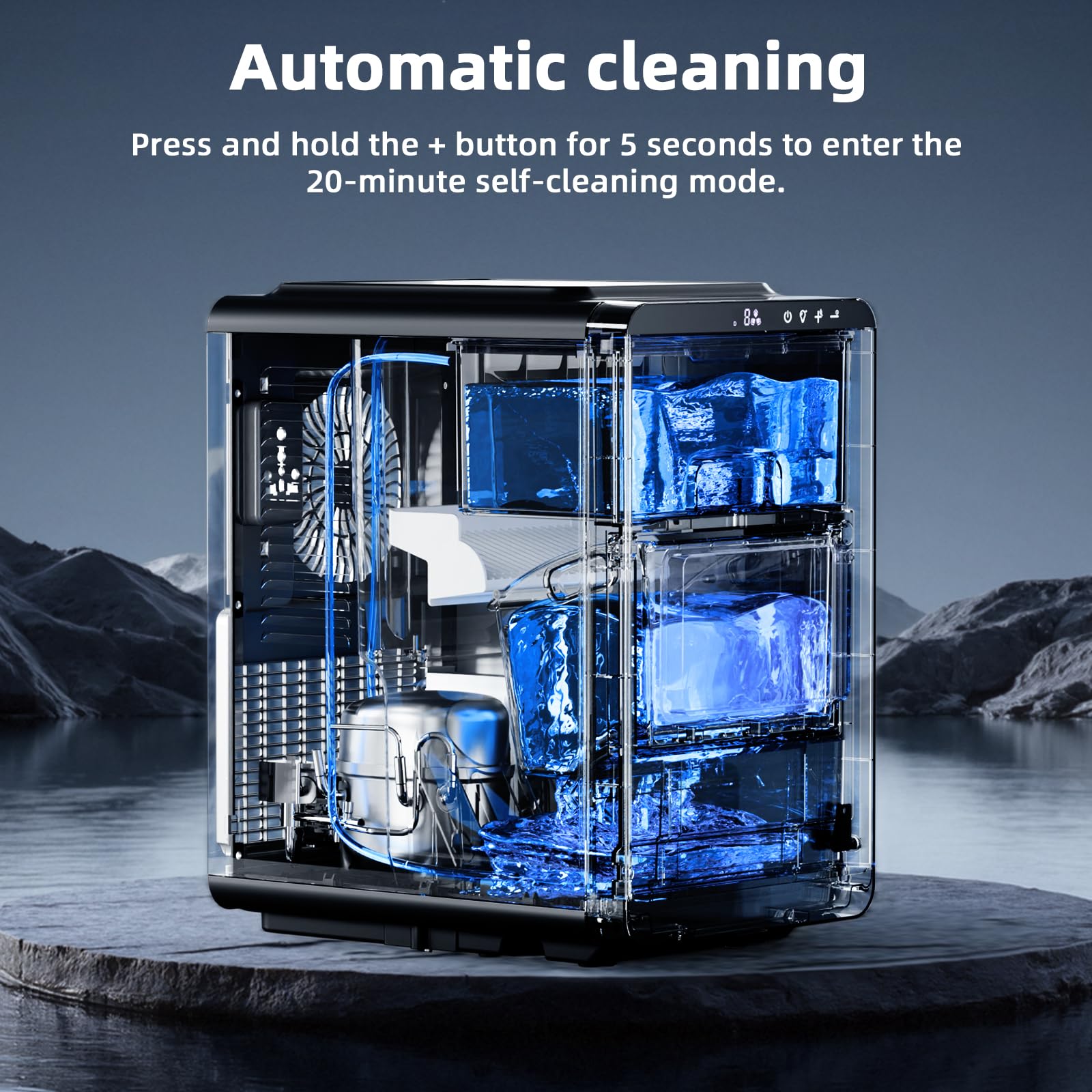 Antarctic Star Crescent Ice Maker, Slow-Melting Countertop Ice Maker, 27 Lbs/24h, 16pcs In 15mins, Self-Cleaning,24-Hour Timer, For Home/Kitchen/Office/Party on Fridge.com - View 5