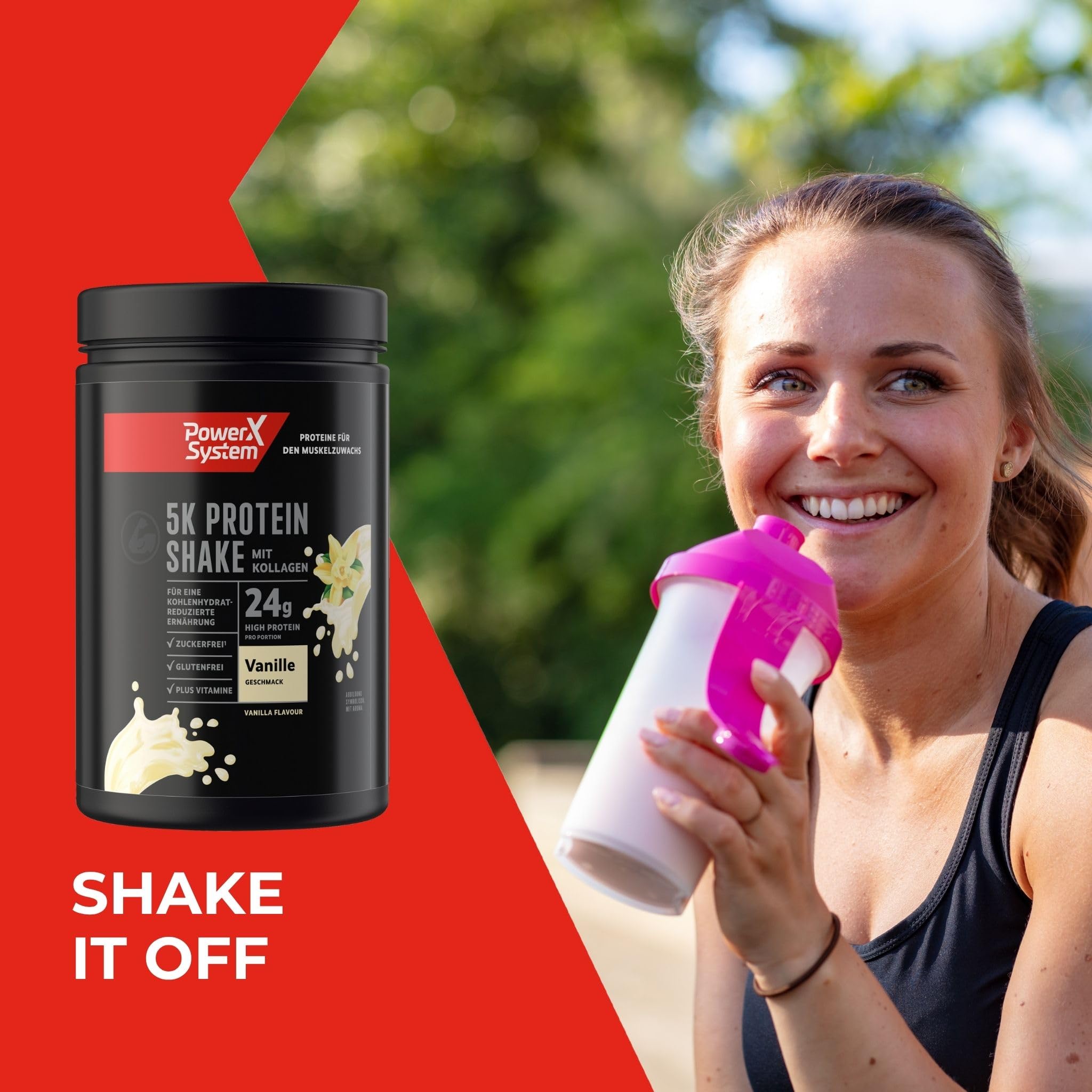 Power System 5K Protein Shake Vanille, Mehrkomponenten-Protein, 3 x 360 g