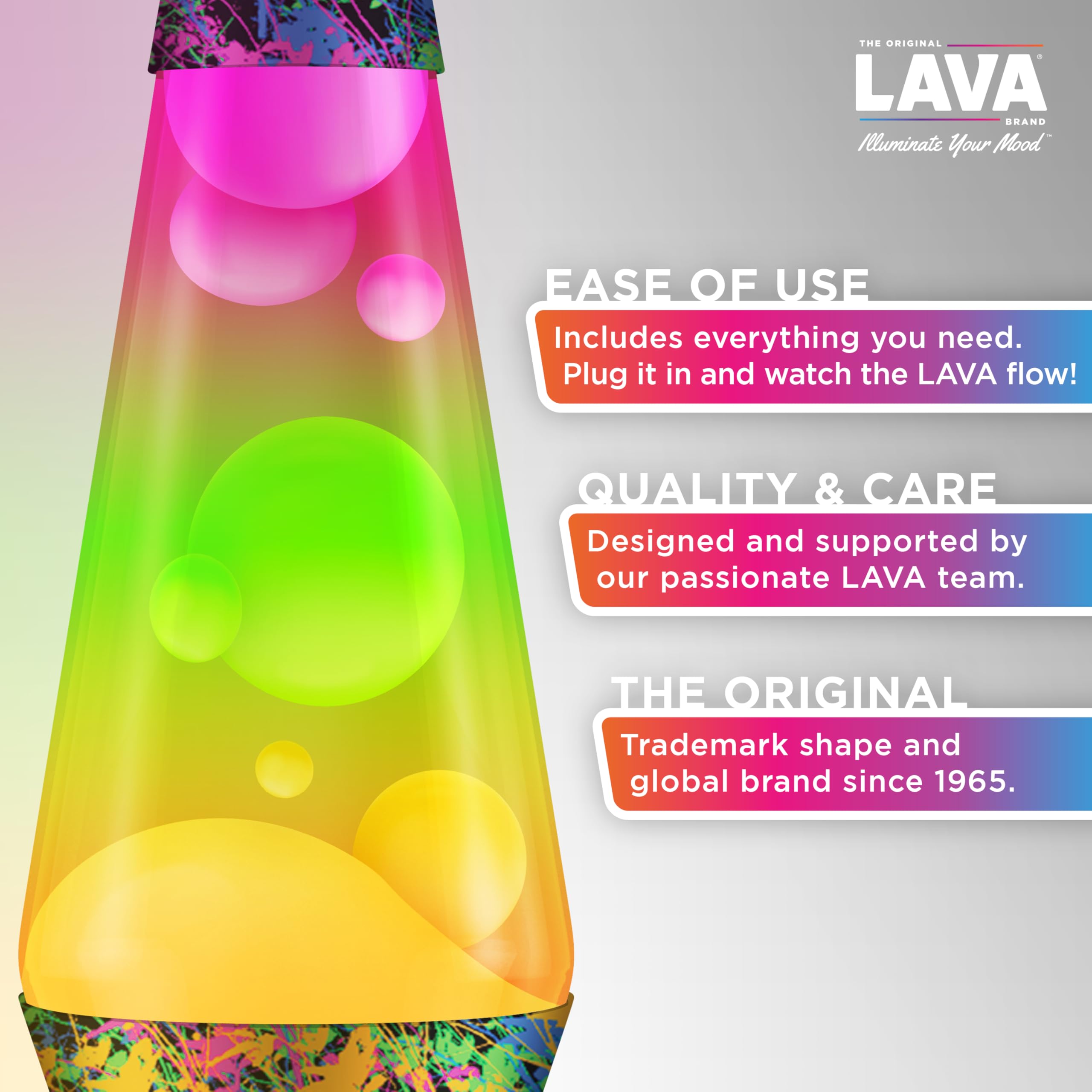 Lava Lite 2142 Colormax, White Wax, Clear Liquid, Tri-Colored Globe and Paintball Decal Base