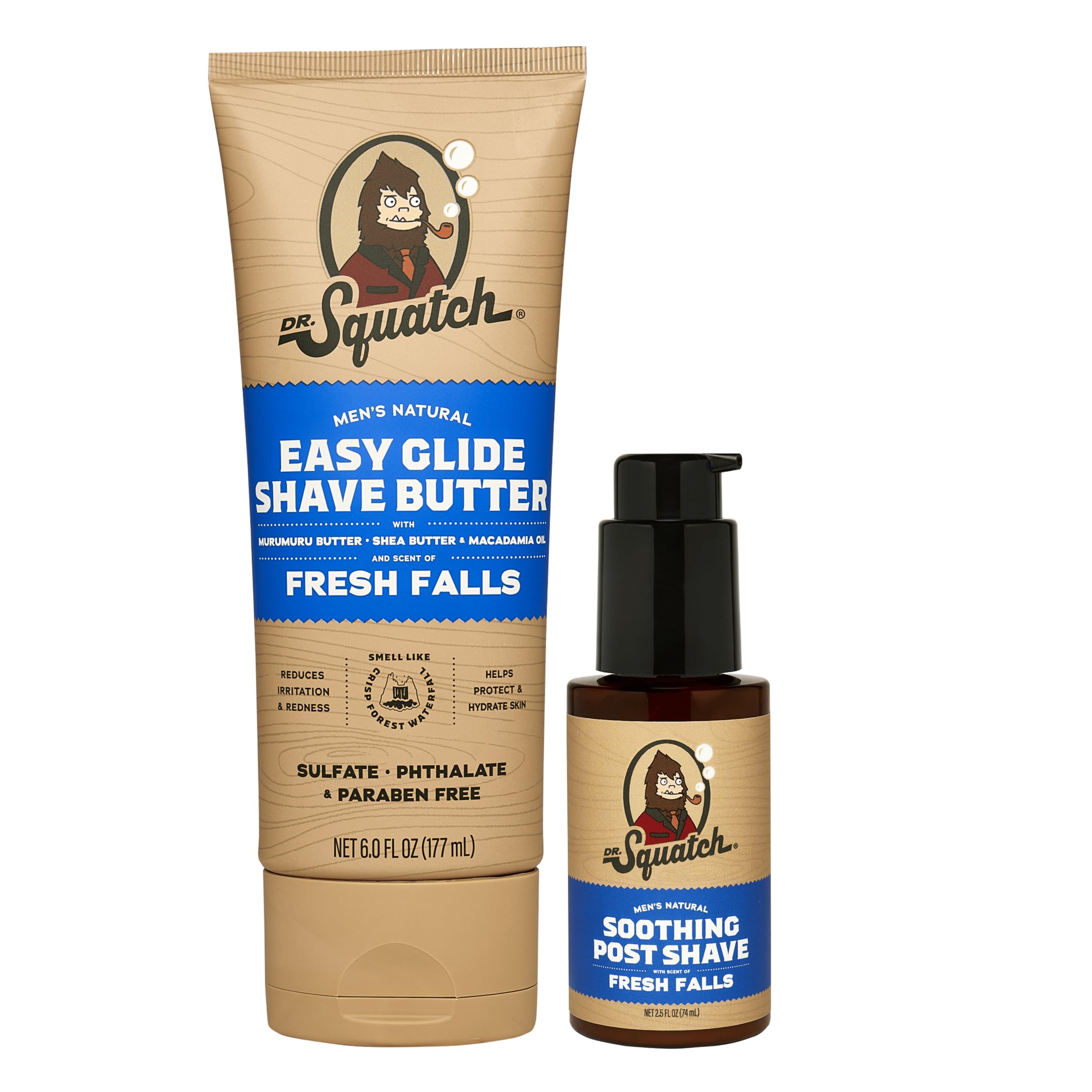 Dr Squatch Fresh Falls Smooth Shave Bundle - Easy Glide Butter Soothing Post Shave - Natural Ingredients -
