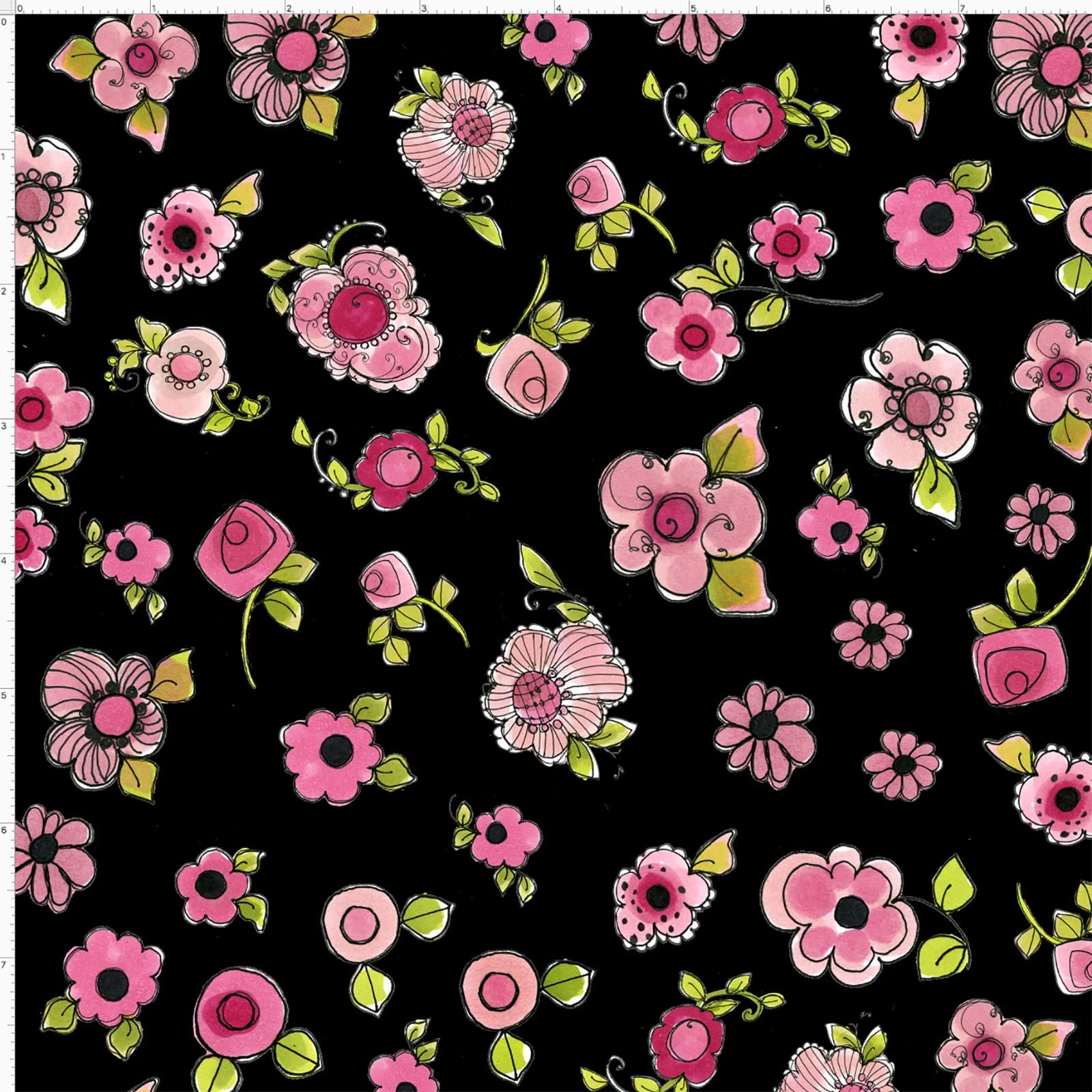 Parlor Posies Black Fabric by The Yard for Quilting
