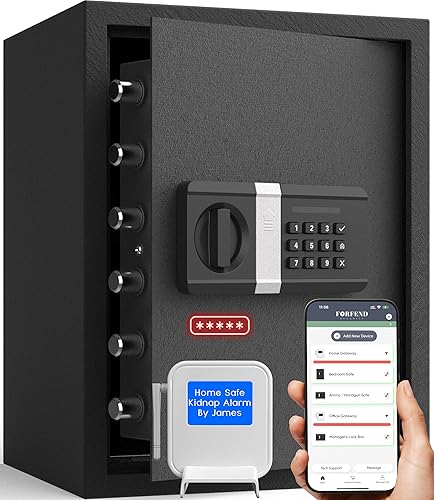 FORFEND Smart Money Safe App Alarm  Alarma de secuestro, a prueba de manipulaciones, depositario de comandos de voz, caja fuerte anti-palanca, caja