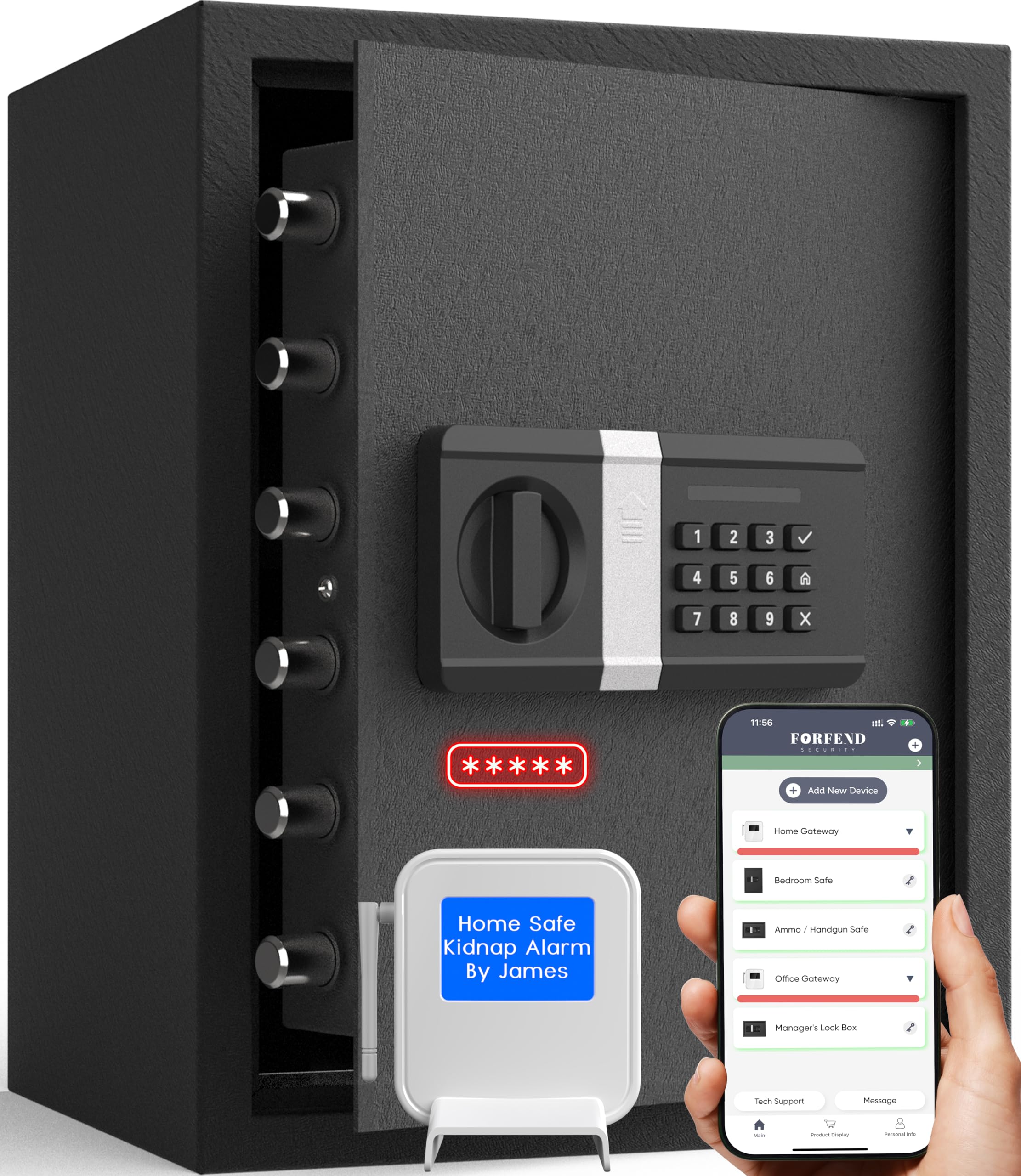 FORFEND Smart Home Safes | WiFi Safe Box App Unlock/Alarm | Voice Control, Kidnap SOS Alarm, Tamper Detect, Frozen Mode | Money Security Lockbox