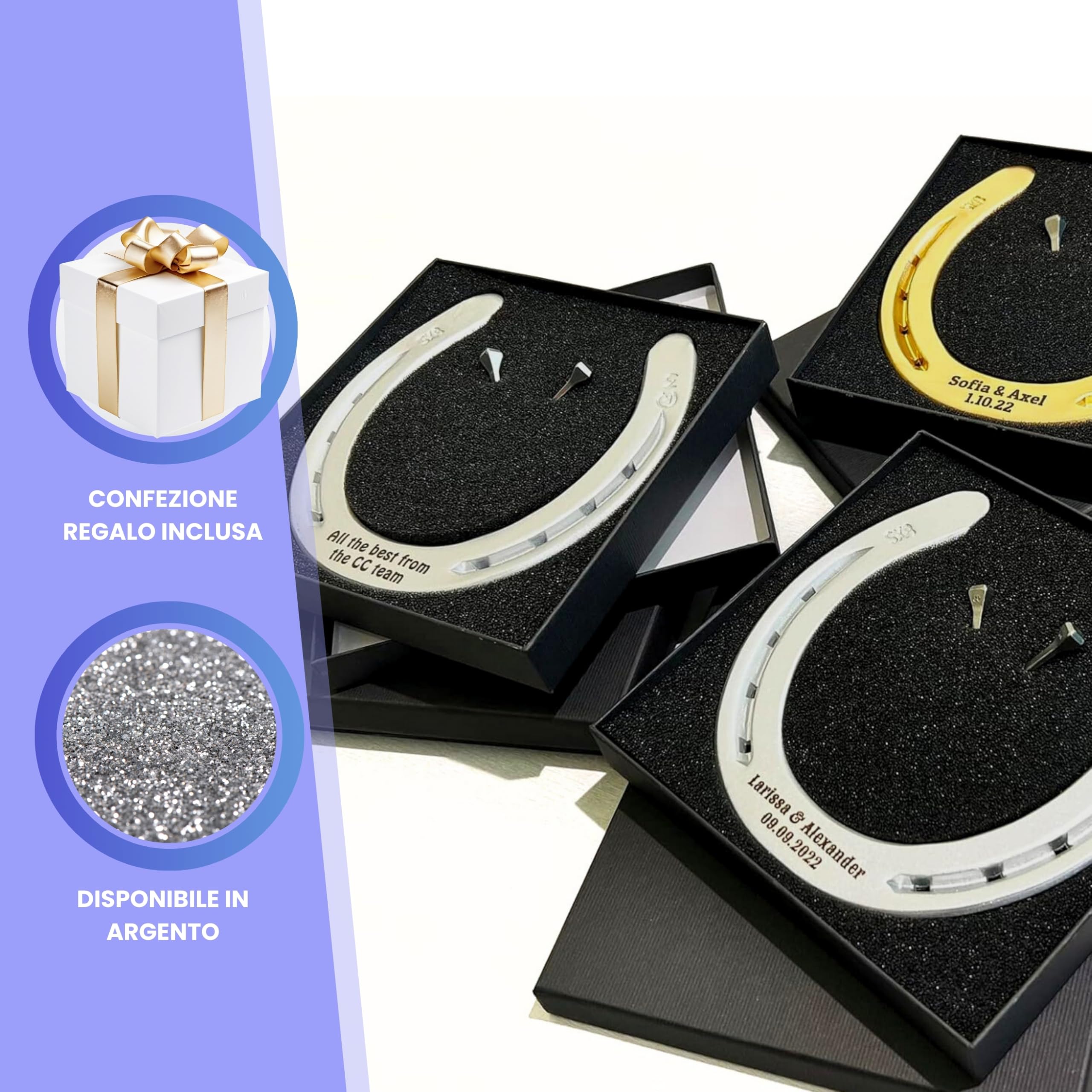 Ferro di cavallo con incisione a scelta in ferro pesante, originale a ferro di cavallo inciso, laccato oro, ferro fortunato personalizzato per matrimonio o inaugurazione regalo