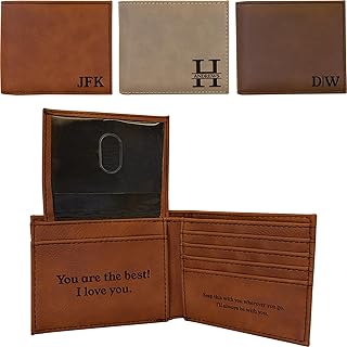 Personalized Men’s Leather Wallet - Engraved Mens Wallet with Custom Ini...