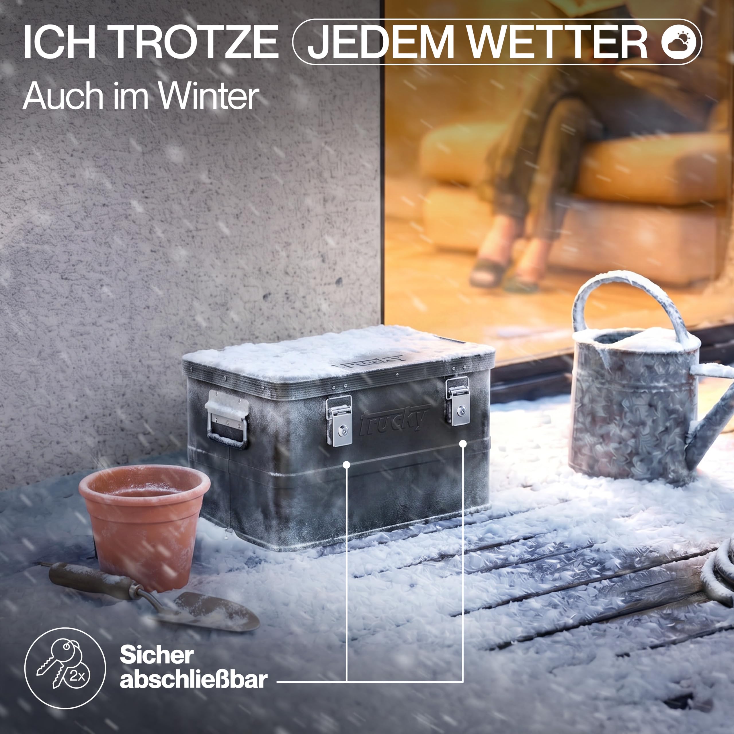 Trucky Aluminium Box mit Deckel 30L Schwarz Alukiste Kiste Abschliessbar | 46 x 32 x 28 cm, Transportbox, Metallbox, Aufbewahrungsbox, Metallkiste