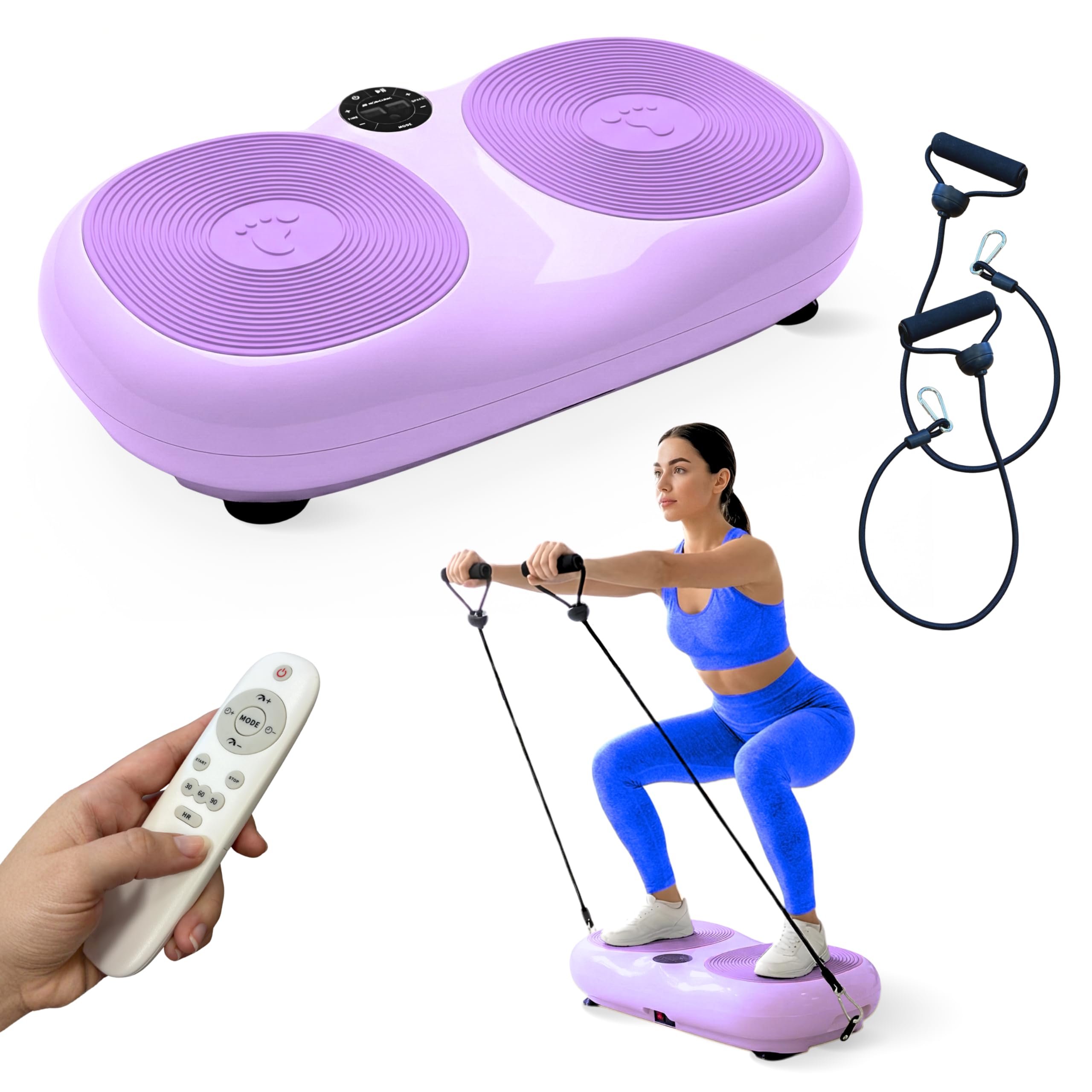 Mobiclinic®, Pedana Vibrante, 99 Livelli di Velocità, 9 Programmi di Allenamento, Fasce Elastiche e Telecomando, 200W, Tonificazione, Potenziamento Muscolare, Ideale per la Casa, Fino a 150 kg, Karol