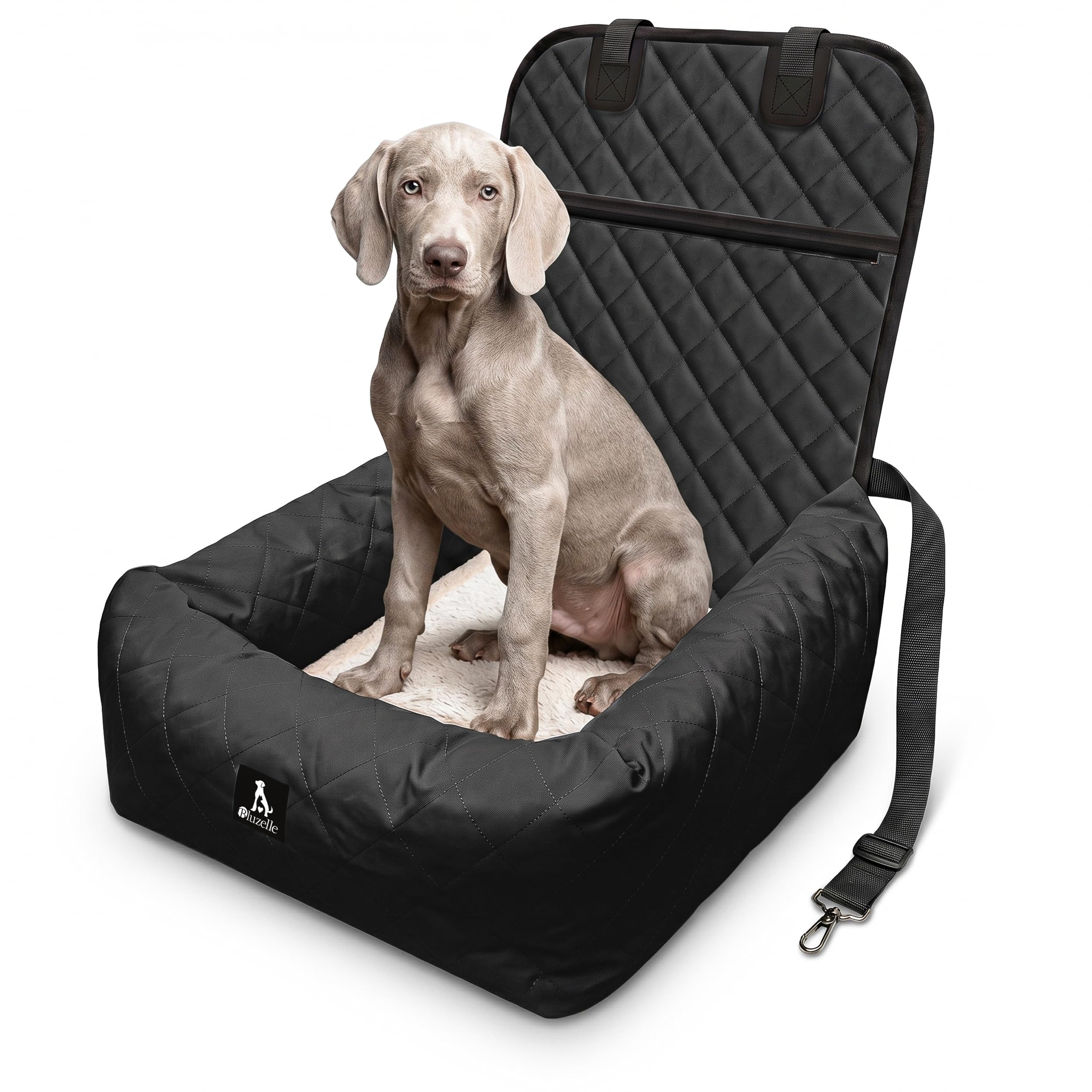 Hunde Autositz & Hundebett 2-in-1 für Auto Rückbank & Vordersitz - TRAVELBUDDY Wasserfest, rutschfest & Waschbar - Inkl. Sicherheitsgurt & Oxford-Stoff - Marke aus Berlin, Farbe:Schwarz