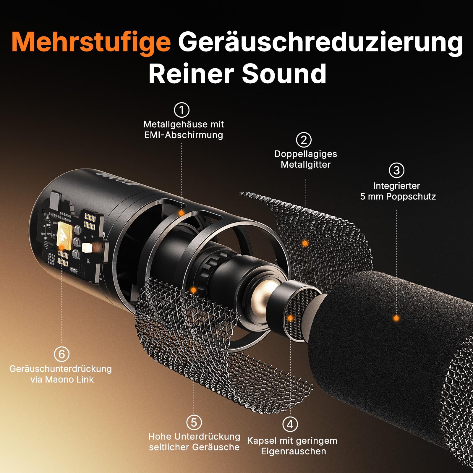 MAONO PD100 Gen2S USB/XLR Dynamisches Mikrofon für PC, 192kHz/24bit Studio-Klang, Mute-Taste, Echtzeit-Monitoring, Metallgehäuse, inkl. USB- & XLR-Kabel, Komplettset für Podcast, Streaming, Homeoffice