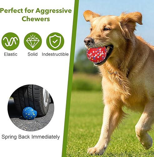 Miniatura 4 de 10 pelotas para perro, pelotas de tenis indestructibles para perros, pelota de perro duradera para masticadores agresivos, pelota interactiva para