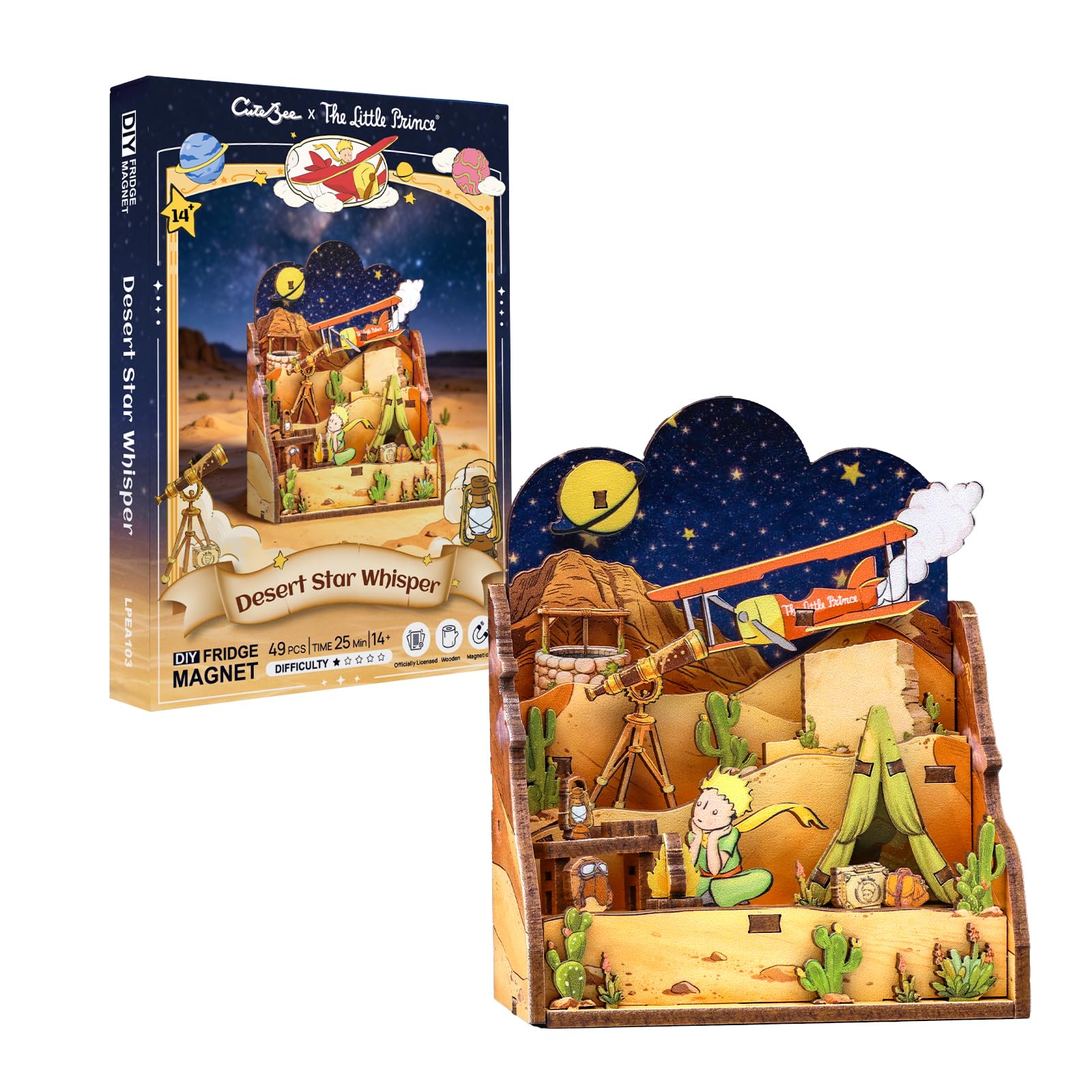 CUTEBEE The Little Prince DIY Miniature 3D Wooden Puzzle Fridge Magnet | Le Petit Prince…