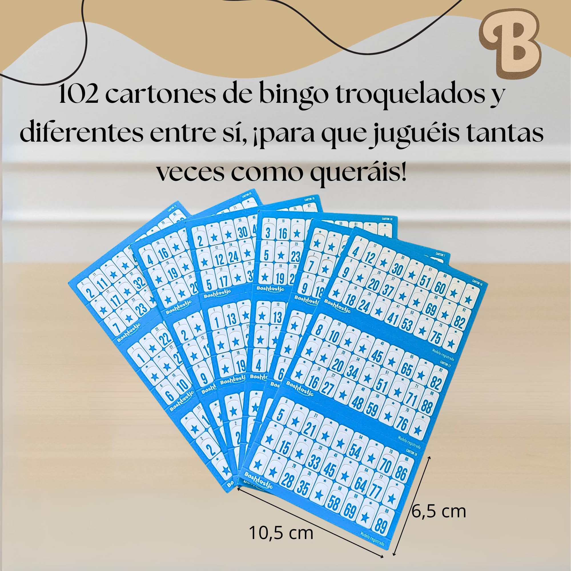 Bingo Juego de Mesa Adulto - Bingo con 102 Cartones Bingo Troquelados para Toda la Familia | 90 Bolas y Tablero de Madera con números Grabados en Laser y Bombo Metálico.
