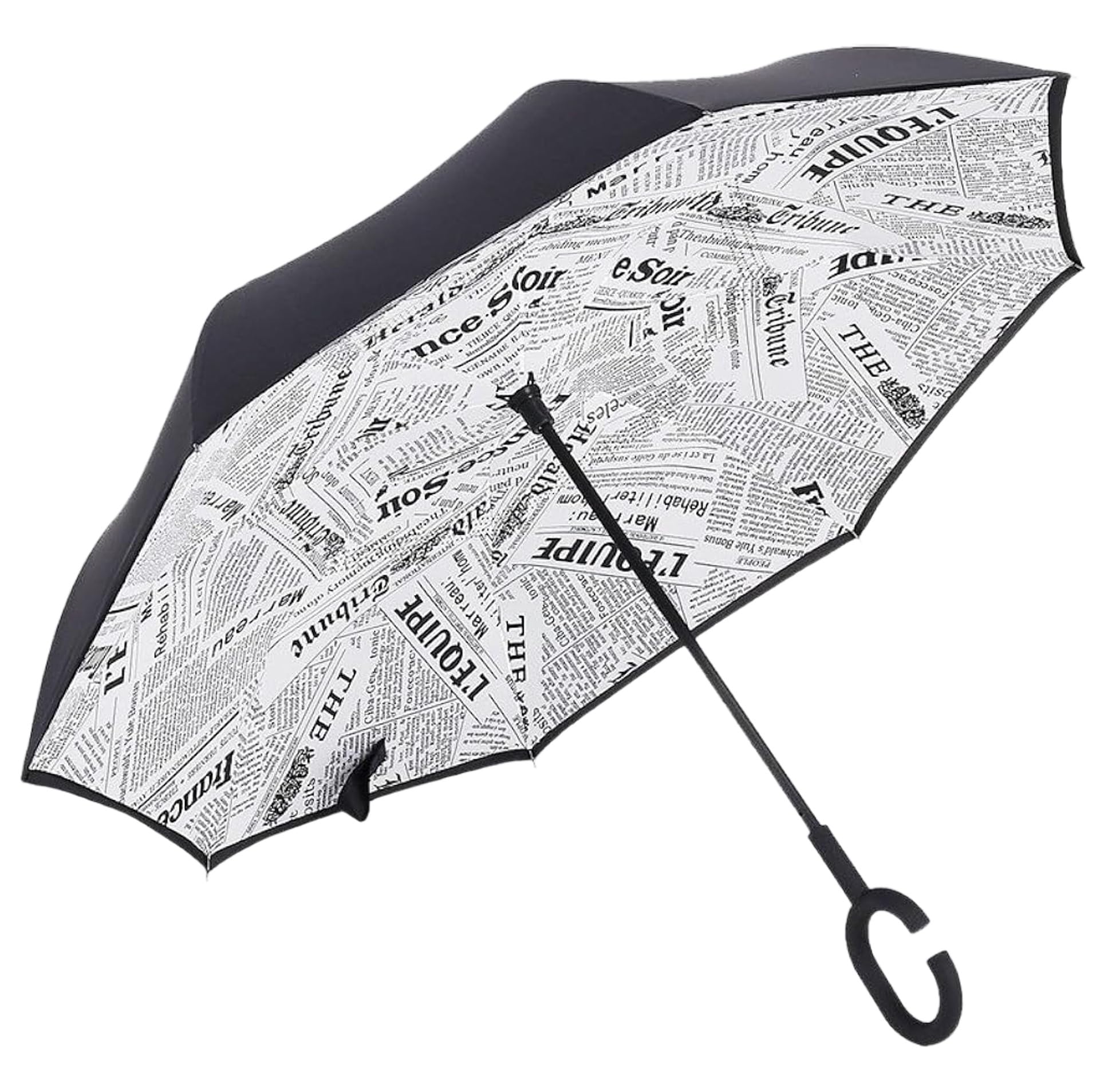 DIVYAH Reversible Stylish Umbrella with Hands-Free C Shaped Handle | Button Switch | Foldable Waterproof | Sturdy Inverted Umbrella for Travel Business | for Kids, Teens, Women & Men