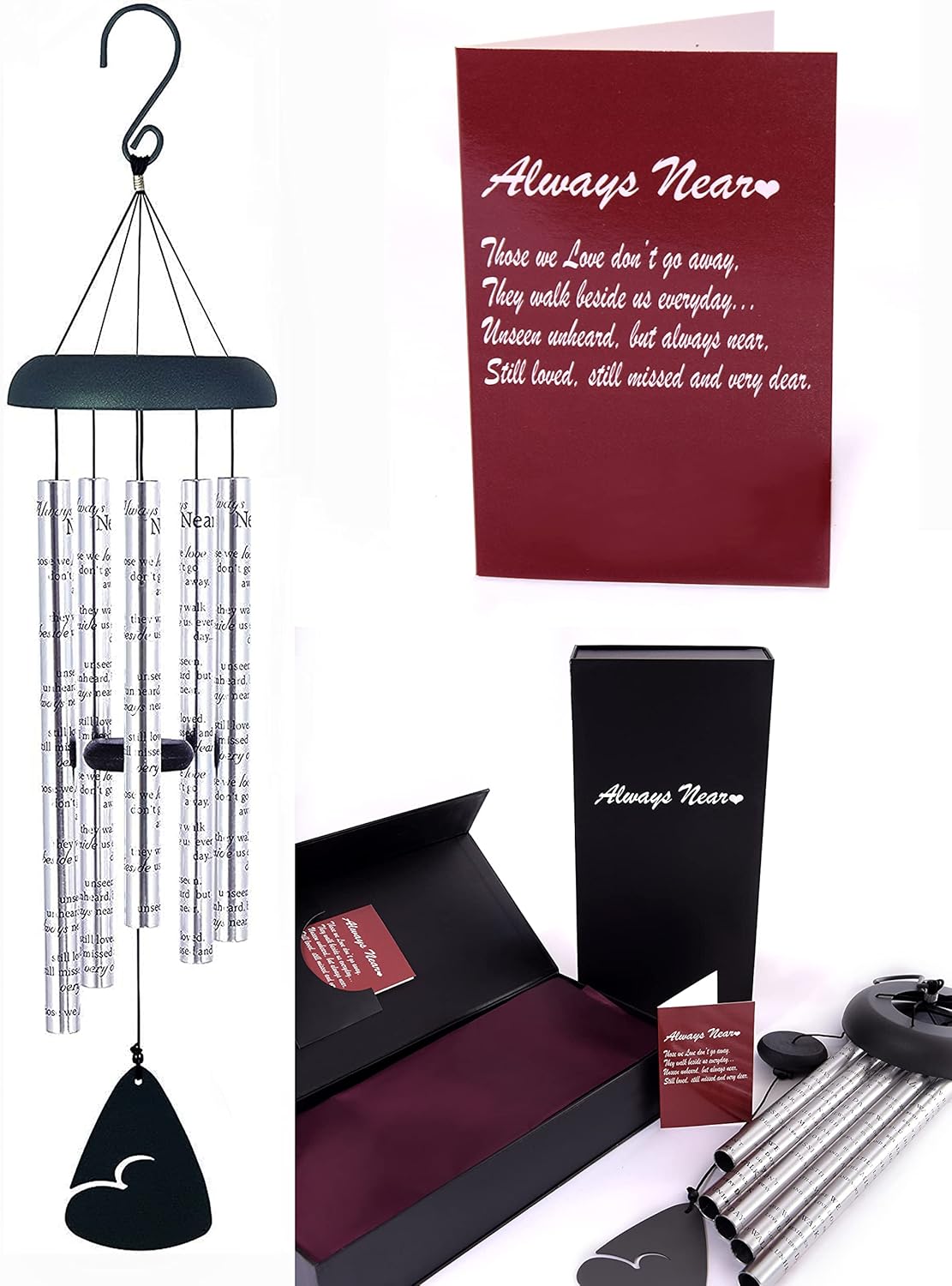 Urban Unlimited Wind Chimes Silver Memorial Gift Set for Loss of a Loved one 35
