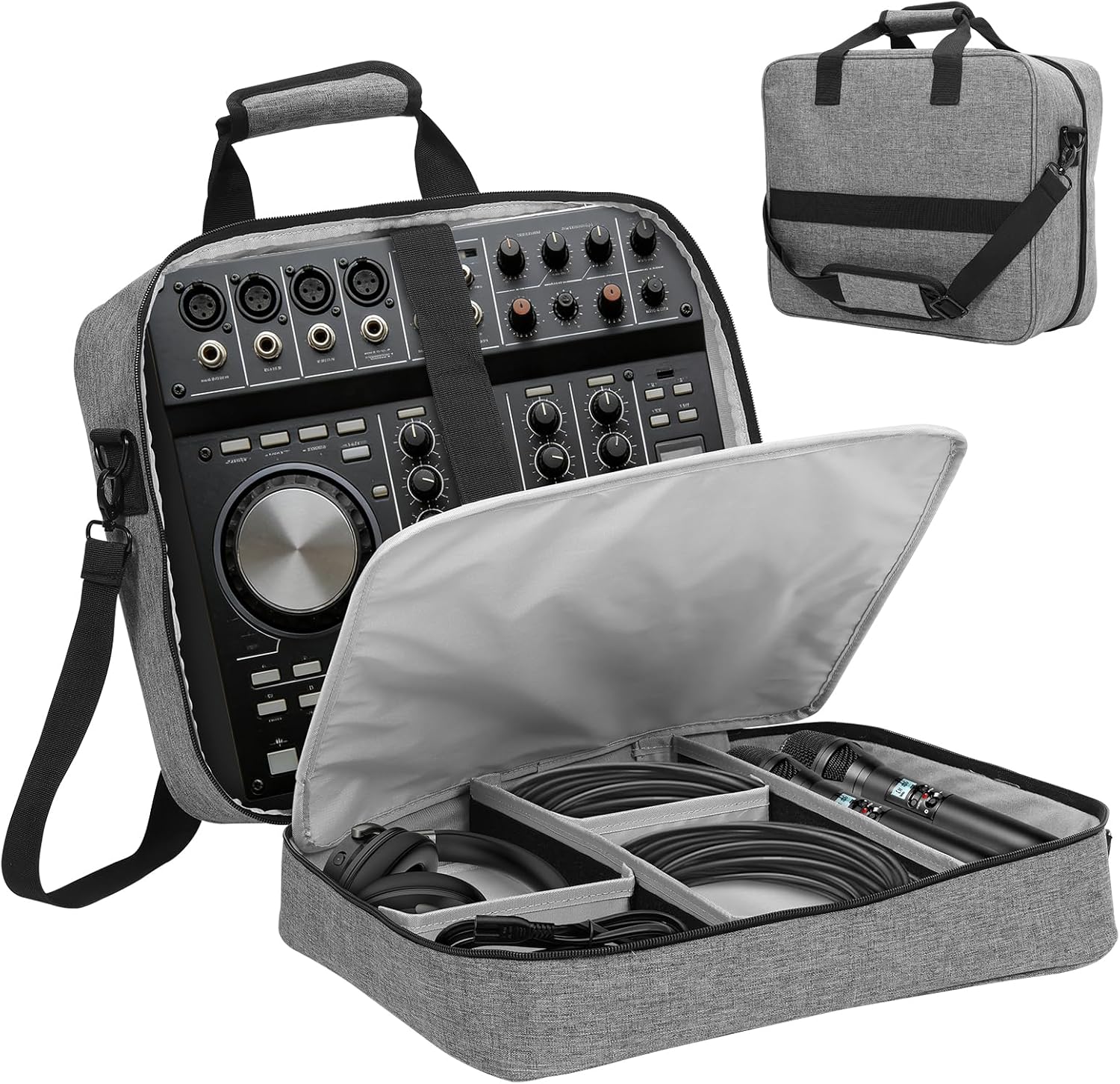 Audio Case Podcast Case with Scratch Resistant Interior and Customizable Storage Compatible with Multiple Audio Equipment (Black)