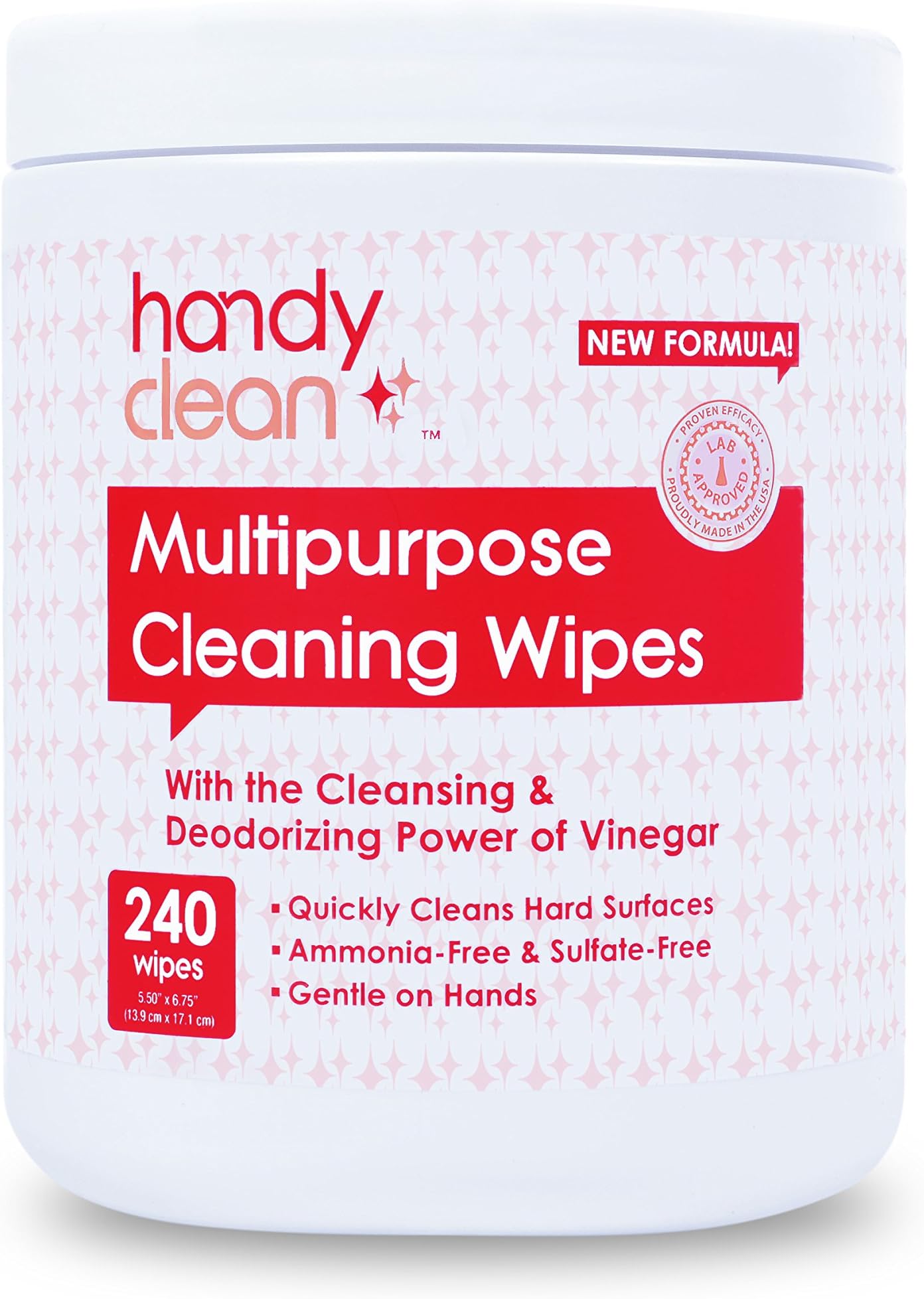 HandyClean Multi-Purpose Cleaning Wipes (240Count) for hard surface – With cleaning & deodorizing power of Vinegar, natural and no harsh chemical, for family, office, store, school and more.
