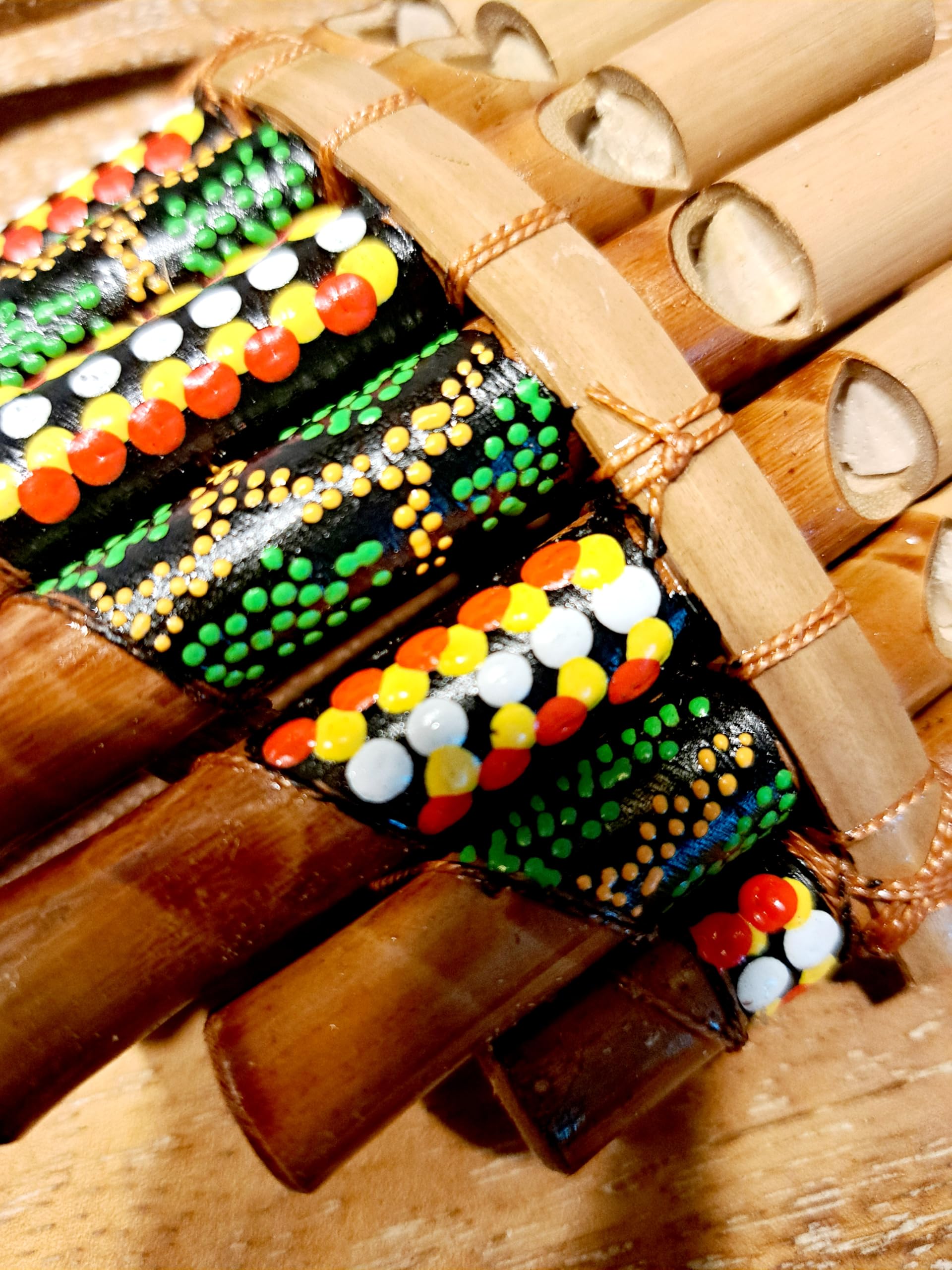 Flûte de pan en bambou Instrument de musique bois Artisanale 7 tubes