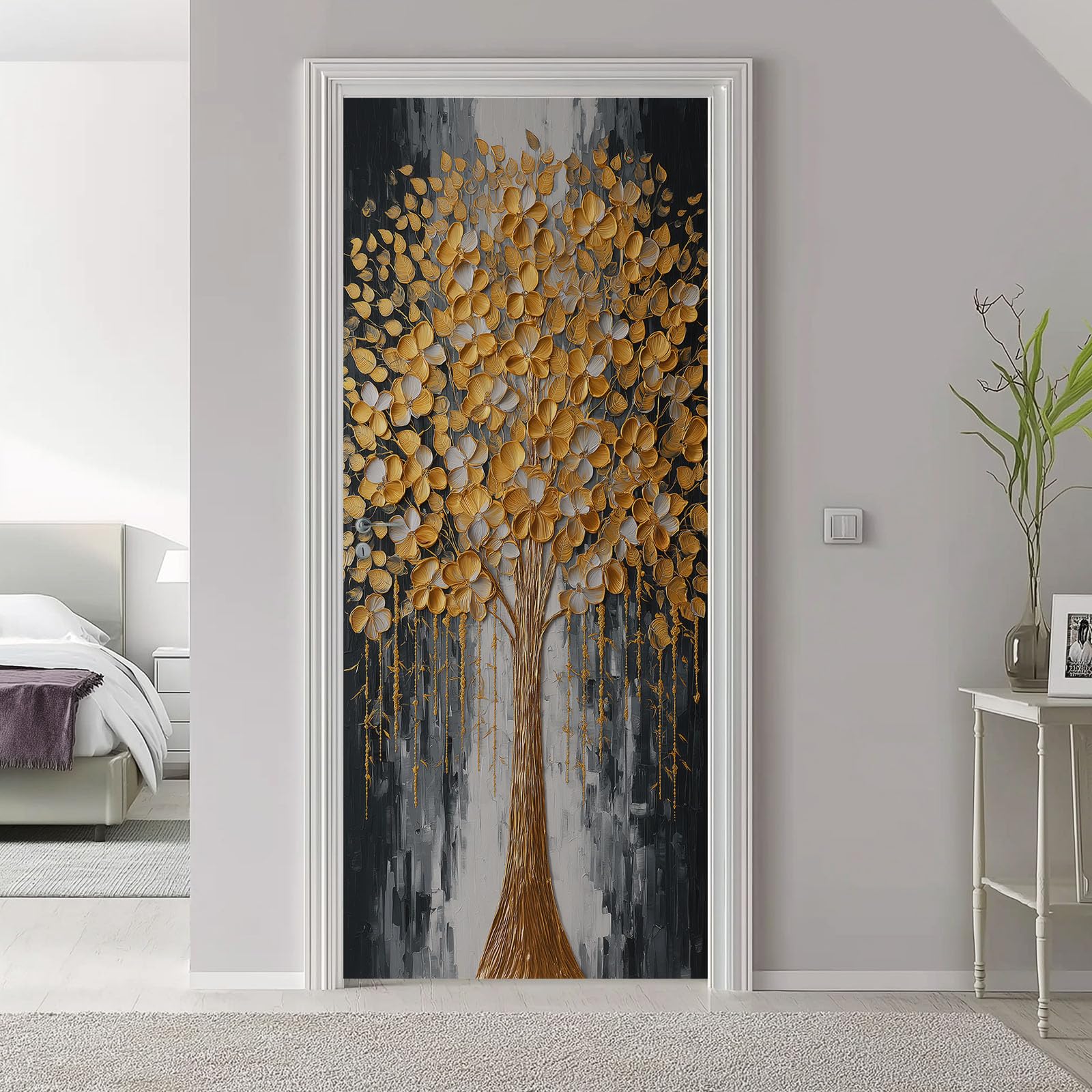 Adesivo per porta, 88 x 200 cm, stile pittura a olio in vinile PVC, adesivo 3D, impermeabile, autoadesivo, decorazione murale per camera da letto, soggiorno, casa, ufficio