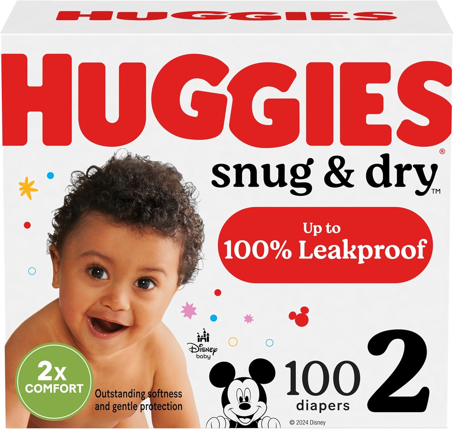 Huggies Size 2 Diapers, Snug & Dry Baby Diapers, Size 2 (12-18 lbs), 100 Count, Packaging May Vary Size 2 100