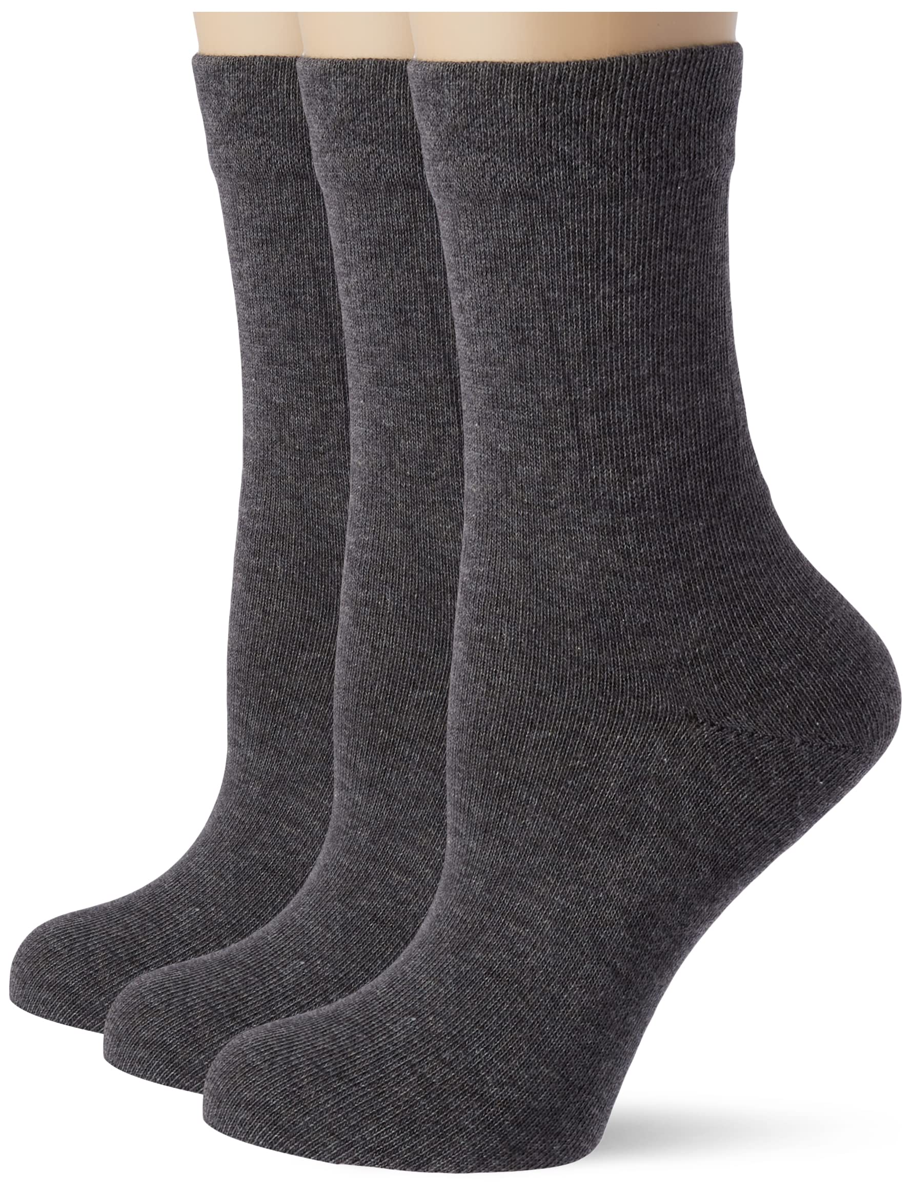 Nur Die Women's 3er Pack Gummi Socken mit Komfortbund Ohne Einschneiden Weiche Baumwolle Socks, Opaque, Grey, 39-42 (Pack of 3)
