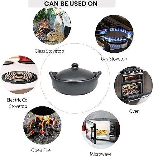 Miniatura 4 de Ancient Cookware, Cacerola ovalada de arcilla Chamba, extra grande, 7.5 cuartos de galón