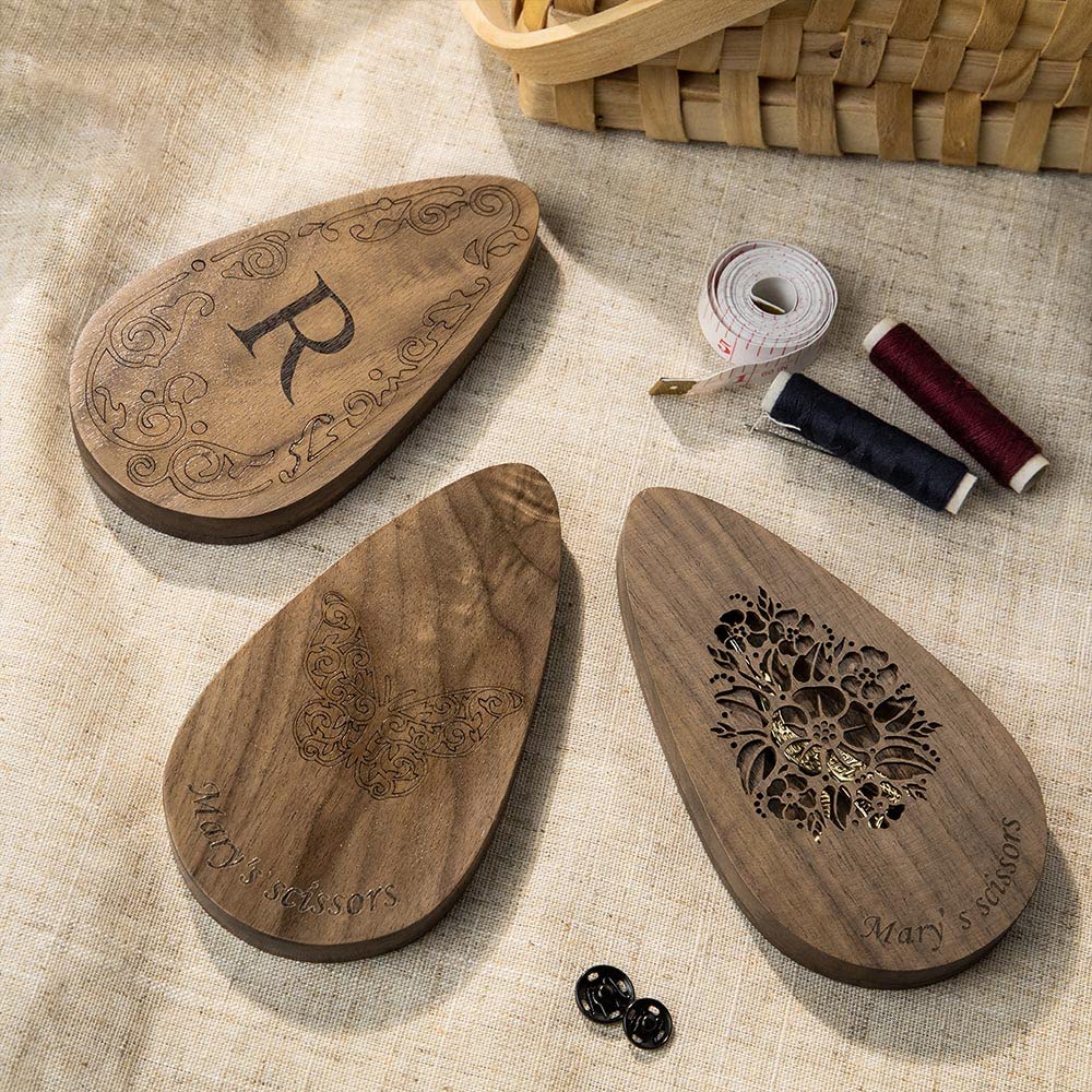 Tijeras de bordado personalizadas con caja de madera grabada, estilo europeo vintage, tijeras de costura de cigüeña, grúa, grúa, cigüeña, acero inoxidable, tijeras pequeñas doradas, tijeras de modista
