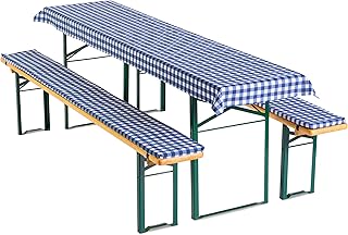 Gräfenstayn® Annabelle Beer Table Cover Set with Seat Padding 3-Piece for Beer Tent Set - 70 cm or 50 cm Table Width - Oek...