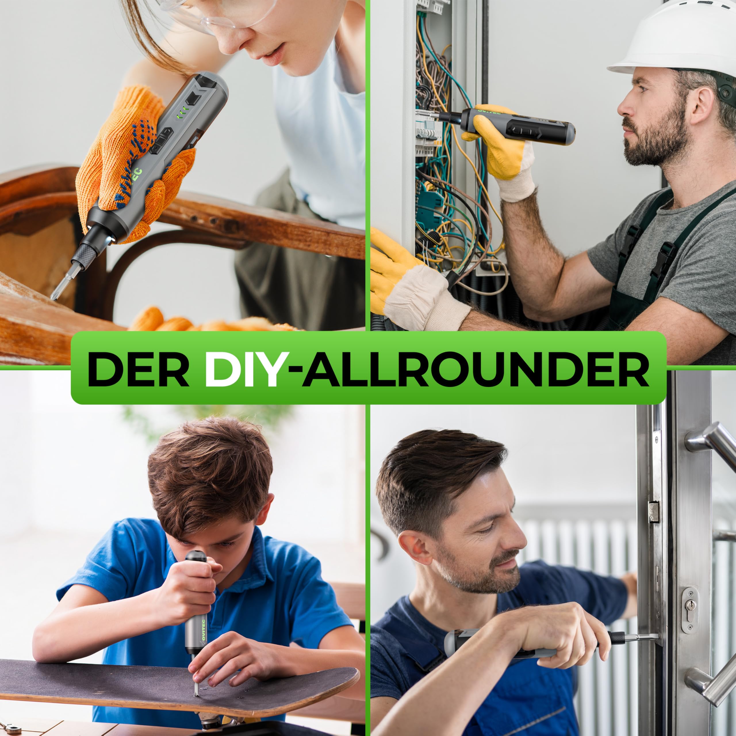 Elektrischer Schraubendreher Akkuschrauber Set | 3.7V | 2000mAh | quick release Funktion inkl. 16-teiligem Bit-Set und USB-C-Kabel