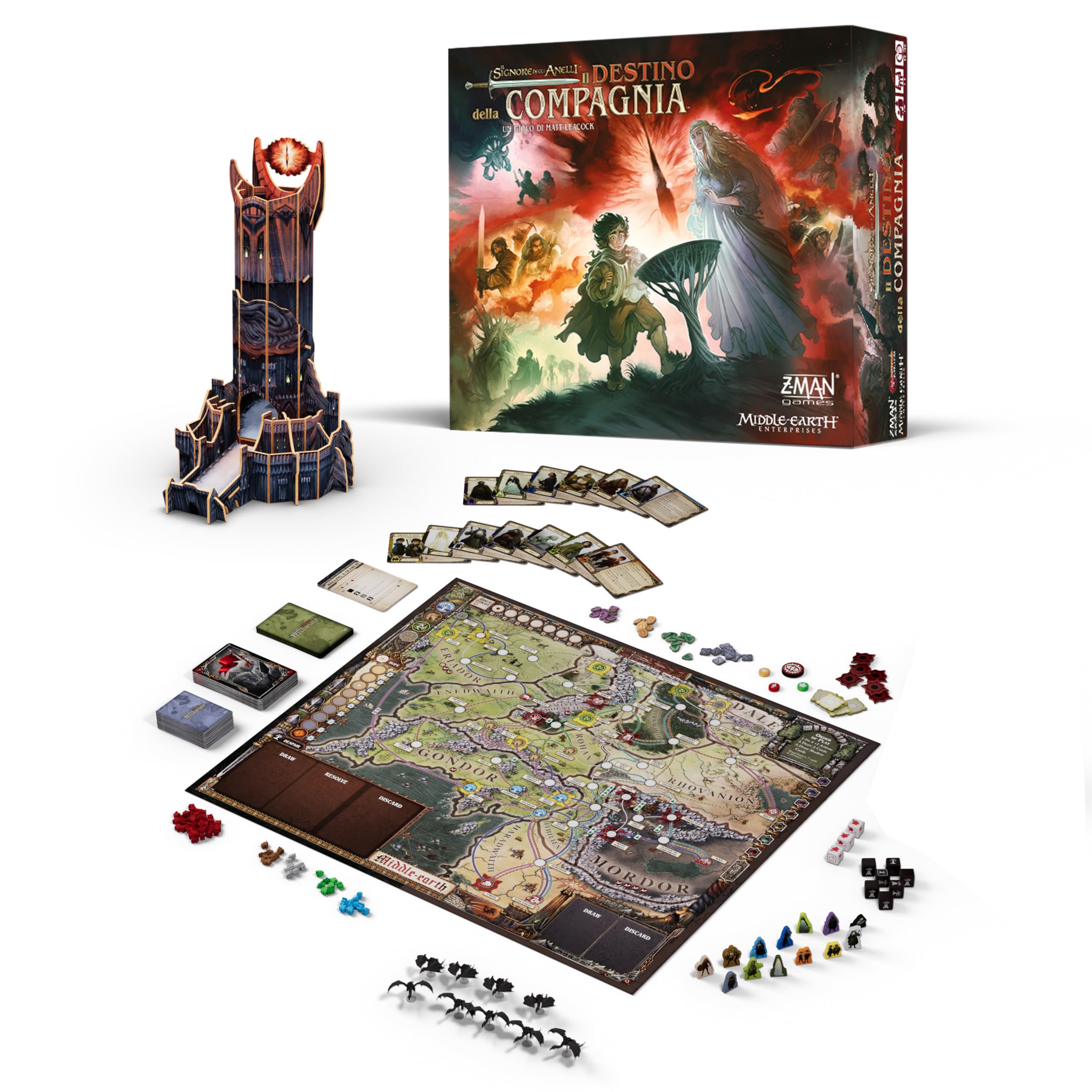 Asmodee - Il Signore degli Anelli: Il Destino della Compagnia, Gioco da Tavolo Collaborativo con Sistema Pandemic, Gioco da Tavolo Strategico, 1-5 Giocatori, 14+ Anni, 60-150 min, Edizione in Italiano