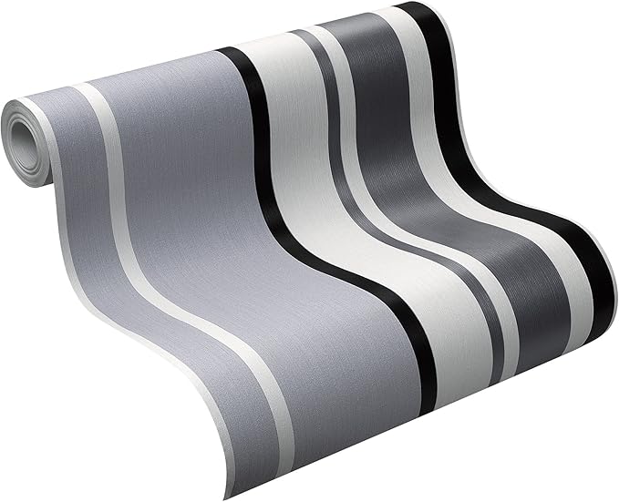 Rasch 714319 Papier Peint Intissé Rayures Blanc-Noir moderne (Import