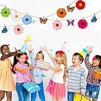 Vista 4 de 60 piezas de recortes de flores de otoño para tablón de anuncios, calcomanías de pared de margaritas de verano, mariposas, decoración de pared