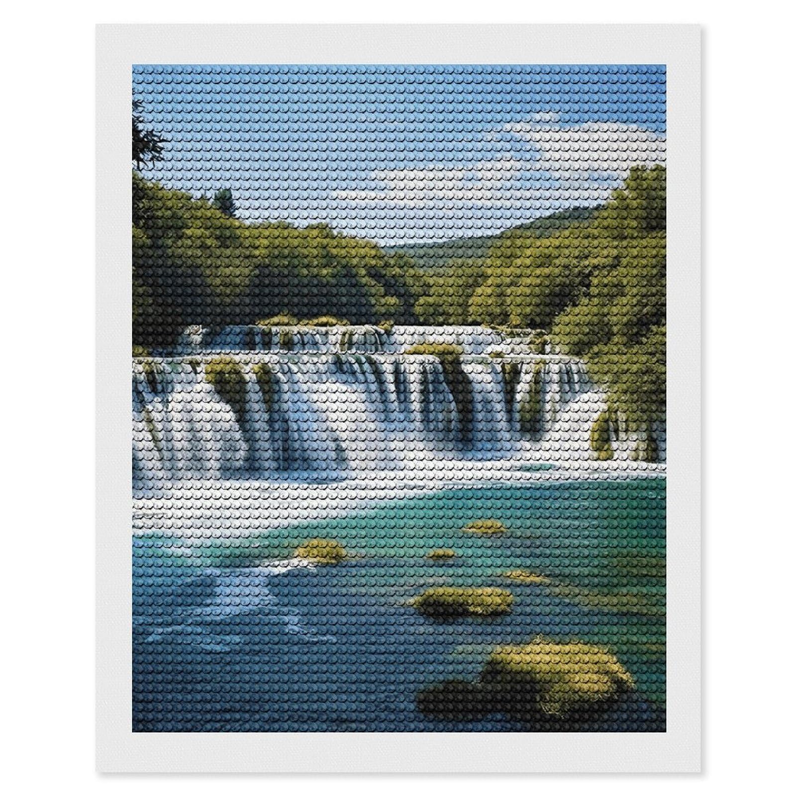 Diamond Painting Kits for Adults - DIY Diamond Art Kits for Beginners - Full 5D Paint Drill Diamond Dots Paintings- Waterfalls on Krka River Diamonds Pictures Gem Art And Craft Wall Decor 16"x20"