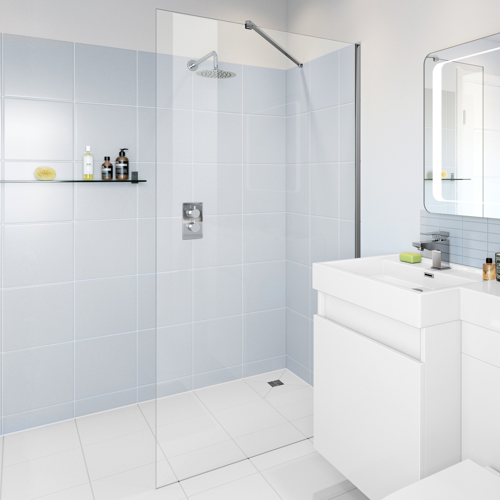 iBathUK 1200mm Wet Room Glass Walk In 8mm Shower Screen Panel Enclosure