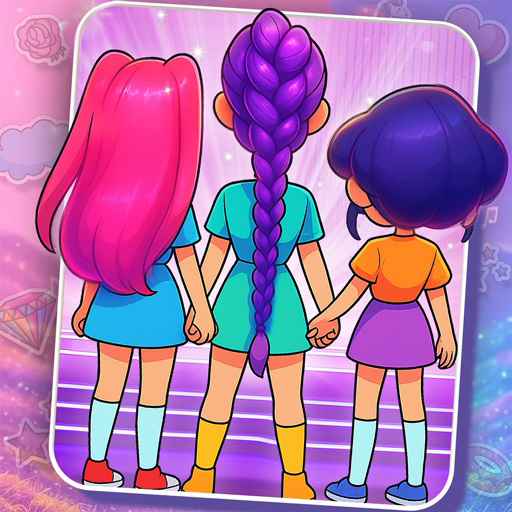 KPop Idol Maker & Quiz Games Girls Stage Outfit Pop Singers Dress Up Costume Demon Hunters Vinyl Huntrix Band Sticker