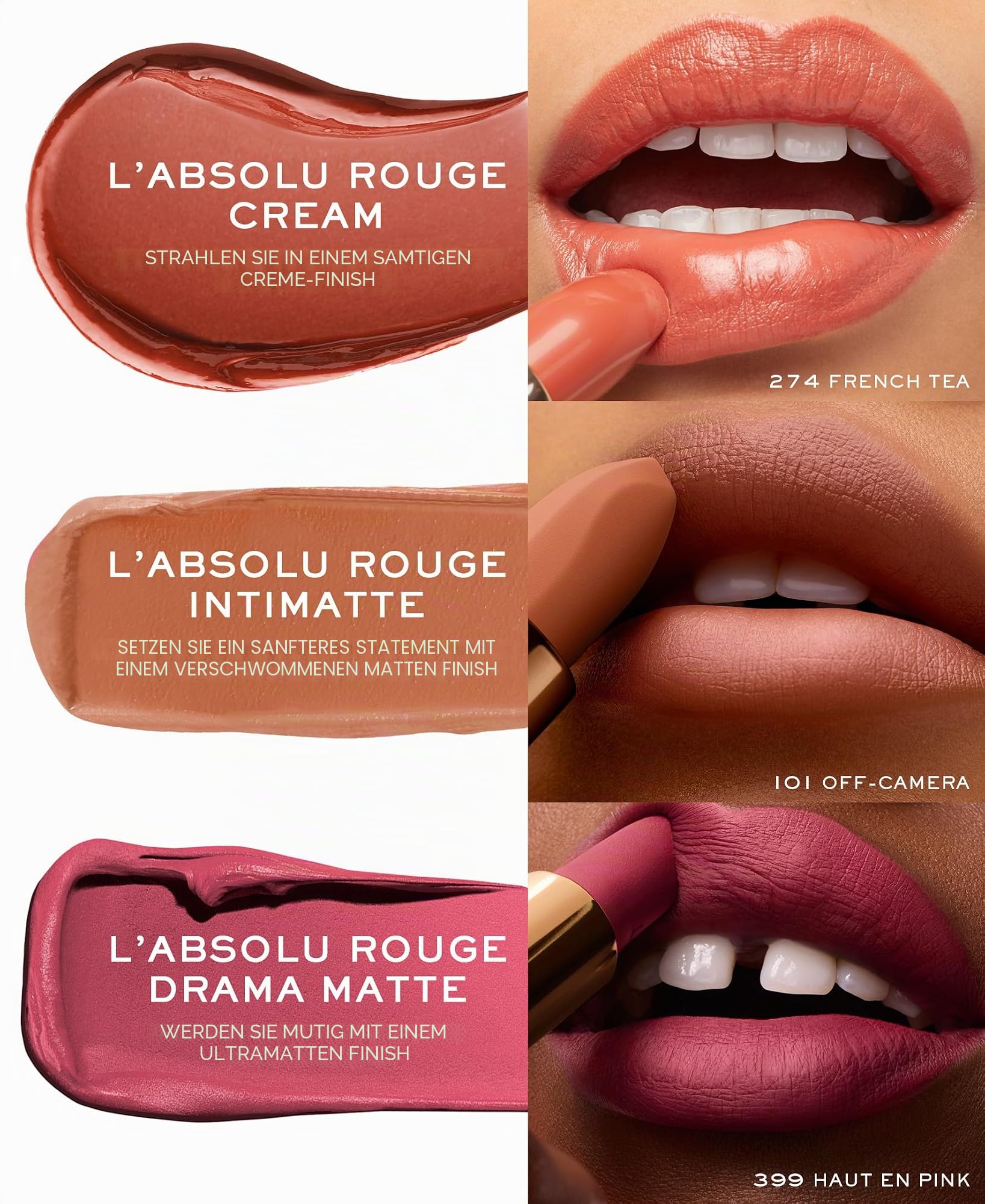 Lancôme L'Absolu Rouge Cream Lippenstift 259 Mademoiselle-Chiara, feuchtigkeitsspendende Formel, für geschmeidige Lippen, kombinierbar mit Lip Liner und Lipgloss, 4,5g