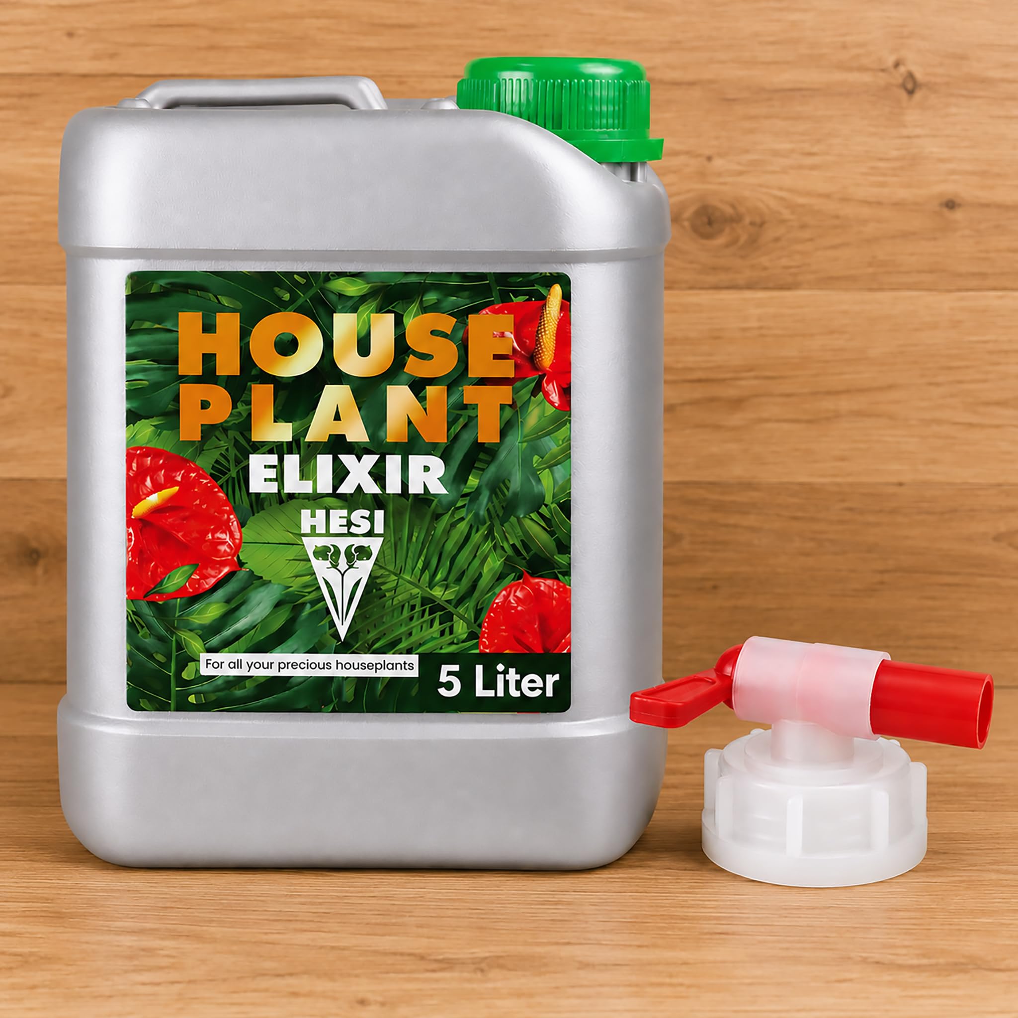 HESI House Plant Elixir 5 Liter + HESI Auslasshahn | Zimmerpflanzen-Grow-Dünger Flüssigdünger Pflanzenpracht