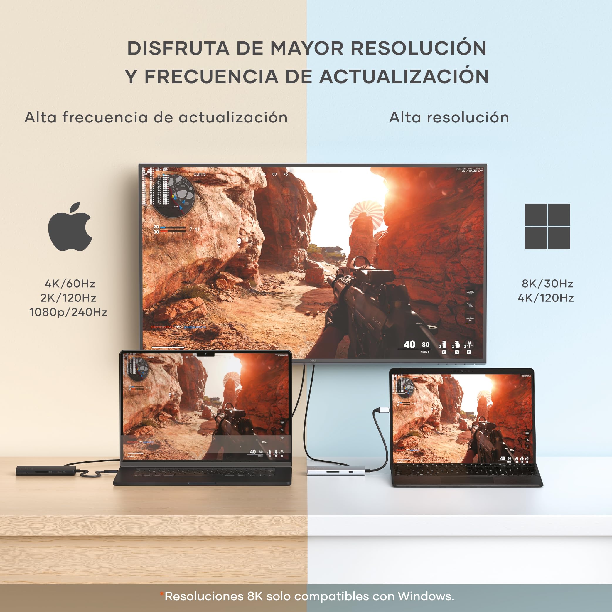 SATECHI Hub USB C 8 en 1 con Ethernet, HDMI 8K@30Hz, Carga PD 85W, 4 Puertos USB-C 10 Gbps, Transferencia de Datos y Lector SD UHS-II para MacBook Air y Pro, PC y más – Gris Espacial V3