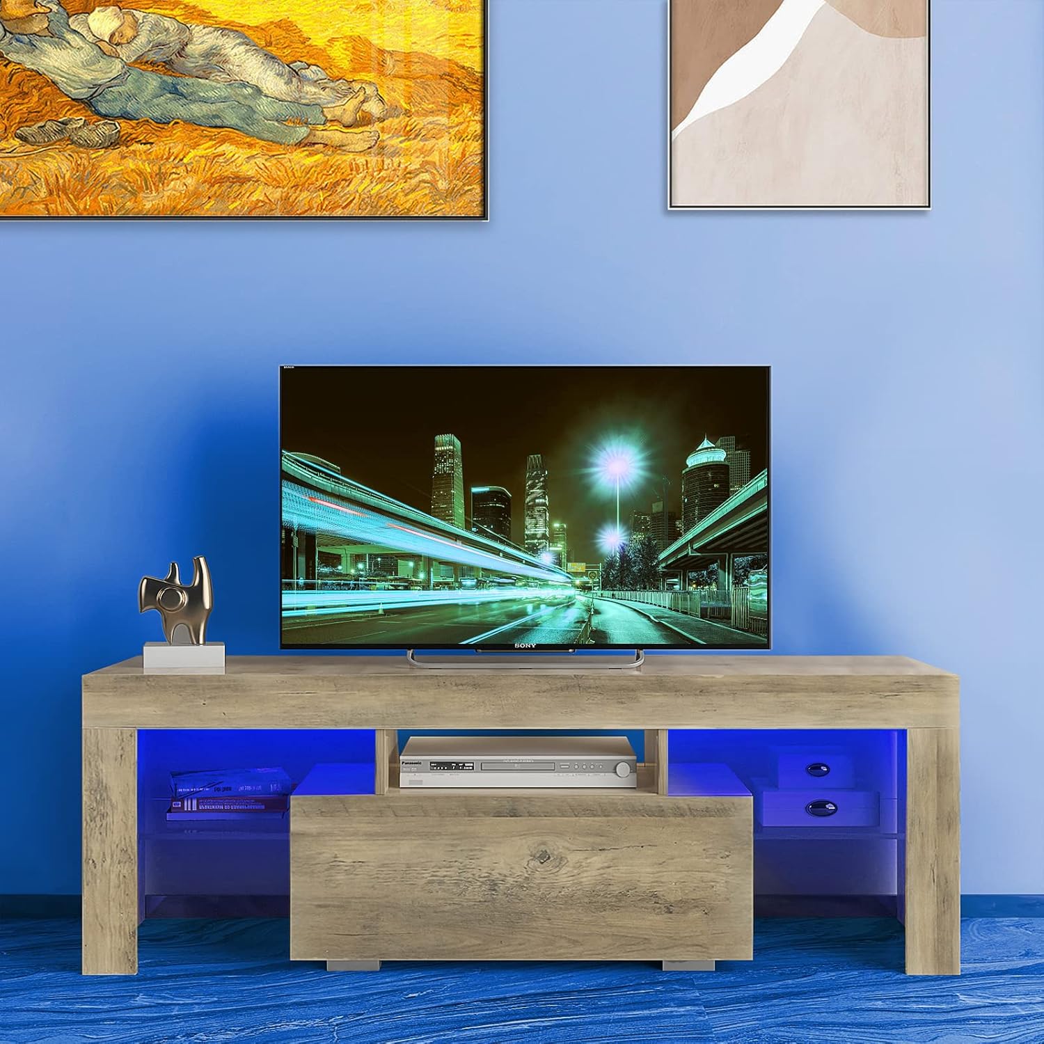 TV Stand with LED RGB Lights, Modern Entertainment Center
