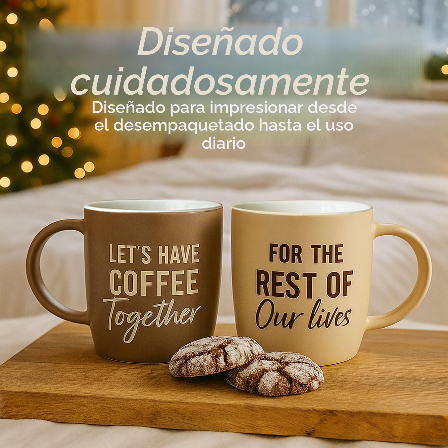 Triple Gifffted Taza de cerámica Let's Have Coffee Together para parejas, 380 ml | Taza de compromiso de boda para parejas, novios, recién casados, él y ella, Mr & Mrs, aniversario, Navidad, San Valentín