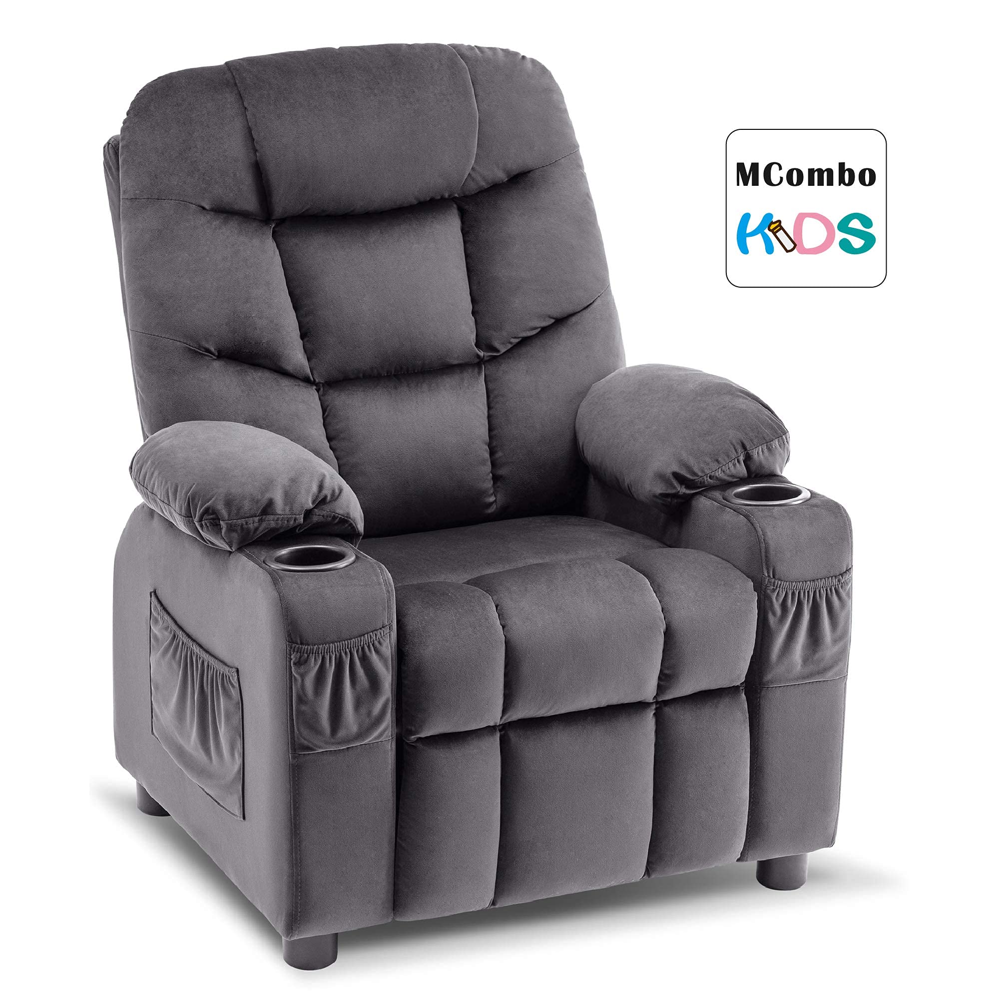 MCombo Kids Sillón juvenil y infantil con función reclinable 7355 (gris oscuro)